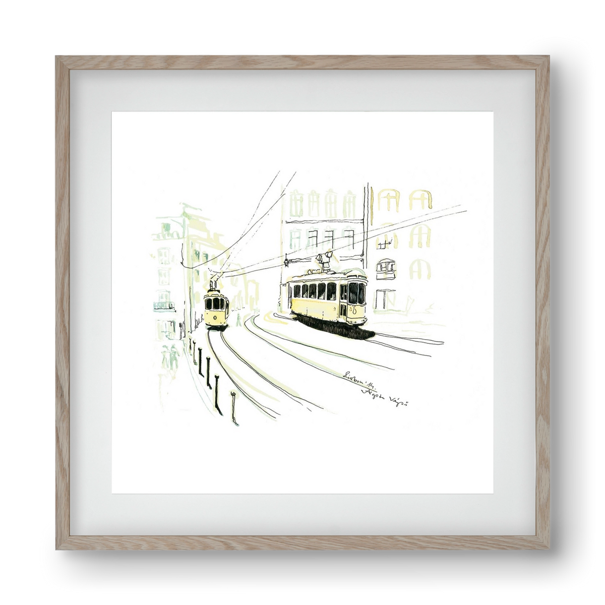 LISBON AQUARELLE NO.9, 40x40 cm (30x30 cm), Tölgy keret, paszpartuval