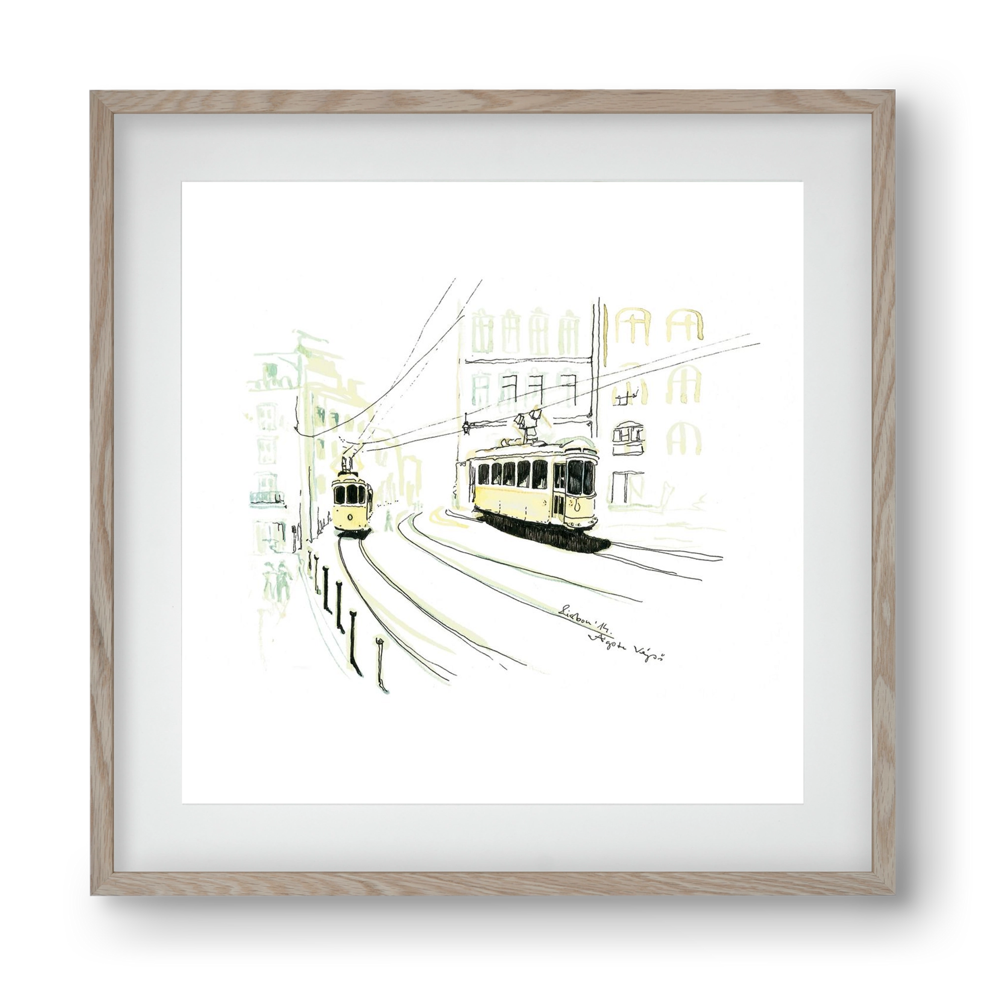 LISBON AQUARELLE NO.9, 40x40 cm (30x30 cm), Tölgy keret, paszpartuval