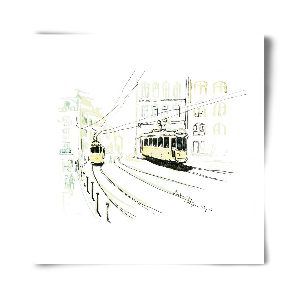 LISBON AQUARELLE NO.9, 40x40 cm, Keret nélkül