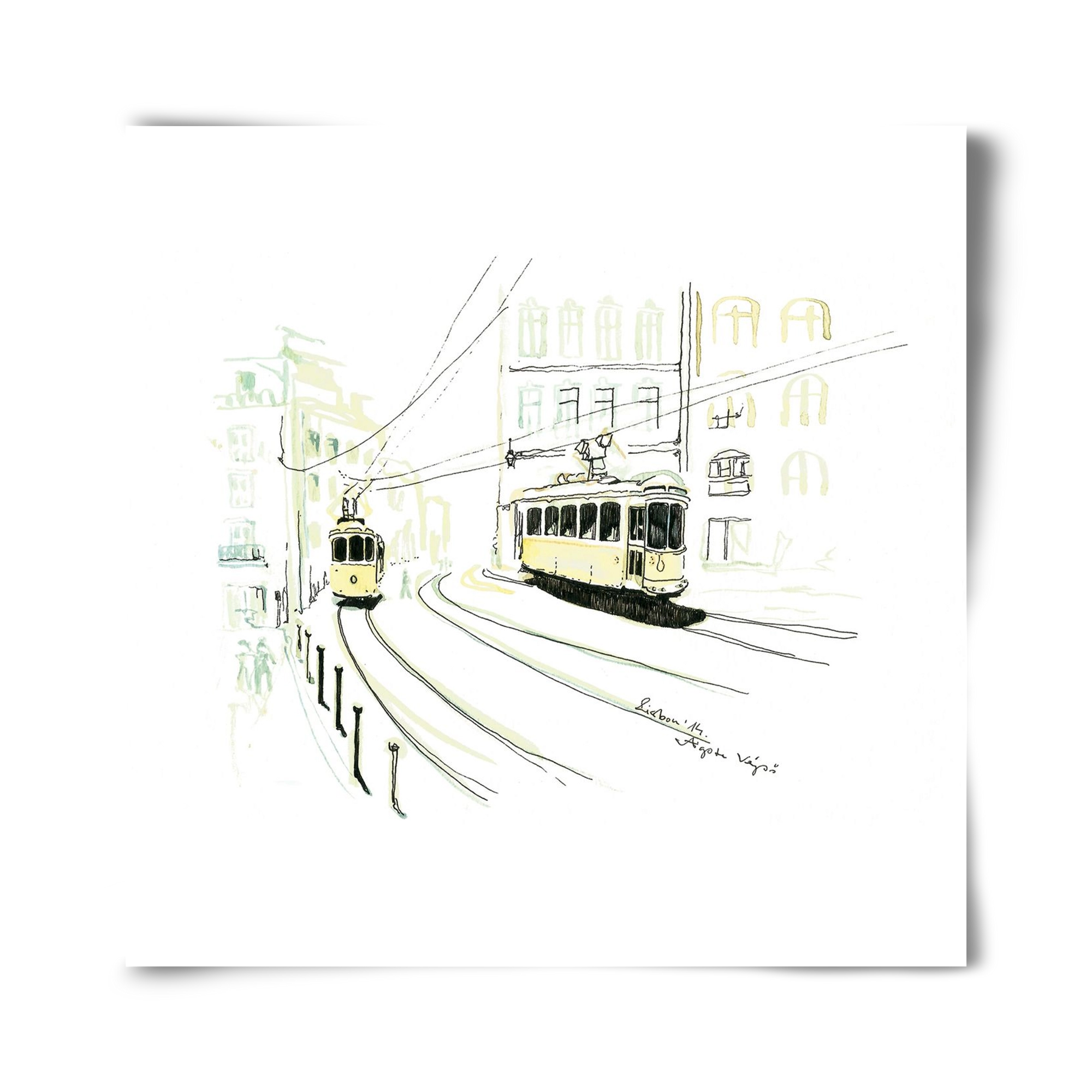 LISBON AQUARELLE NO.9, 40x40 cm, Keret nélkül