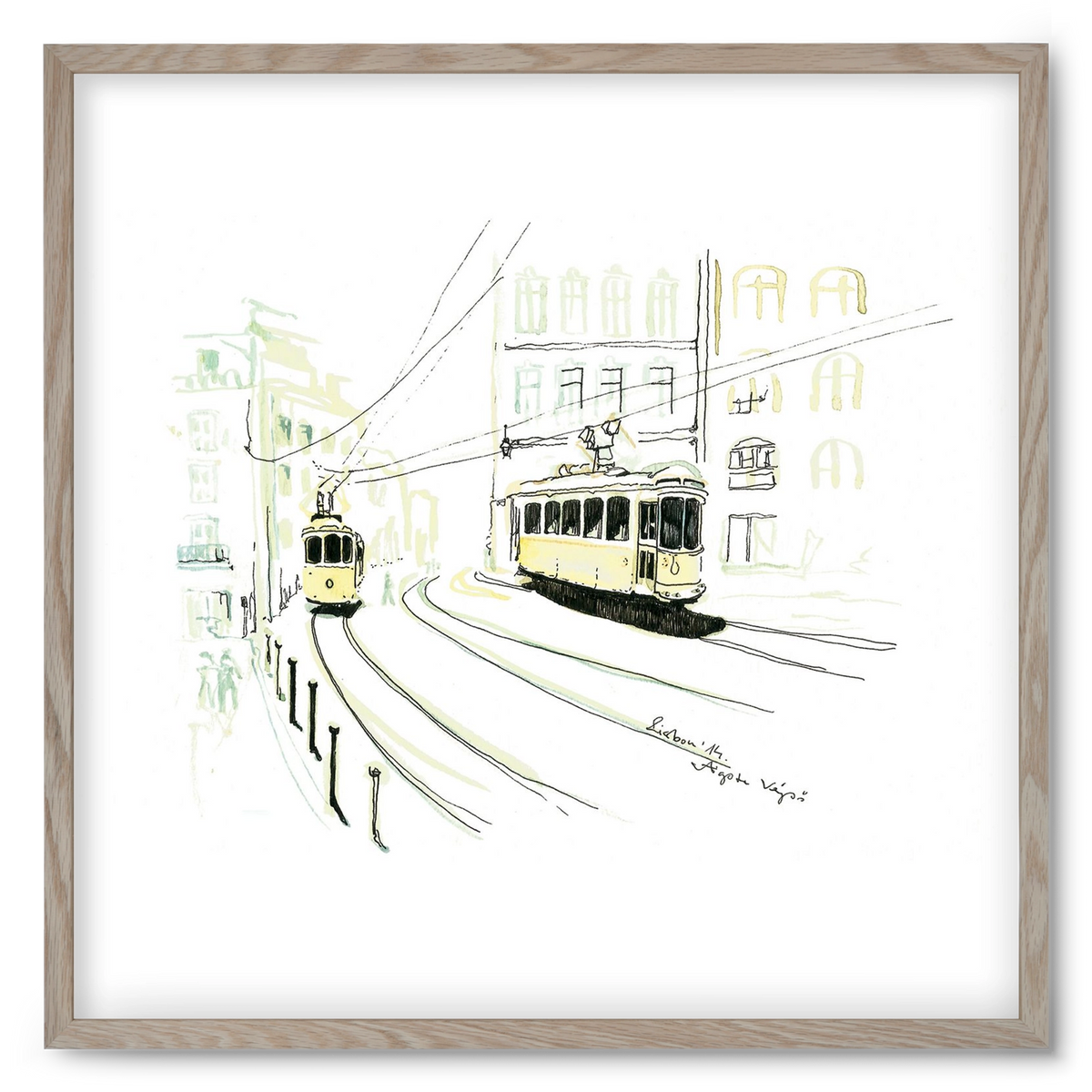 LISBON AQUARELLE NO.9, 50x50 cm (50x50 cm), Tölgy keret