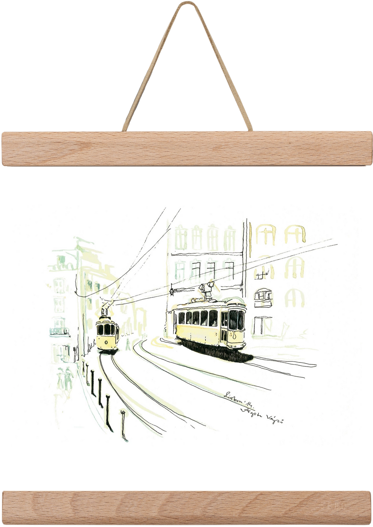 LISBON AQUARELLE NO.9, 20x20 cm (20x20 cm), Tölgy akasztó