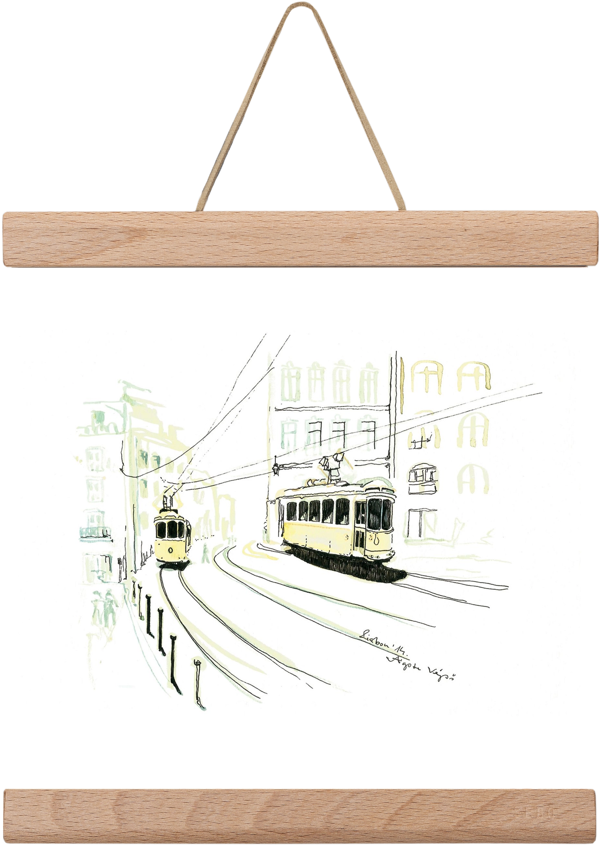 LISBON AQUARELLE NO.9, 20x20 cm (20x20 cm), Tölgy akasztó