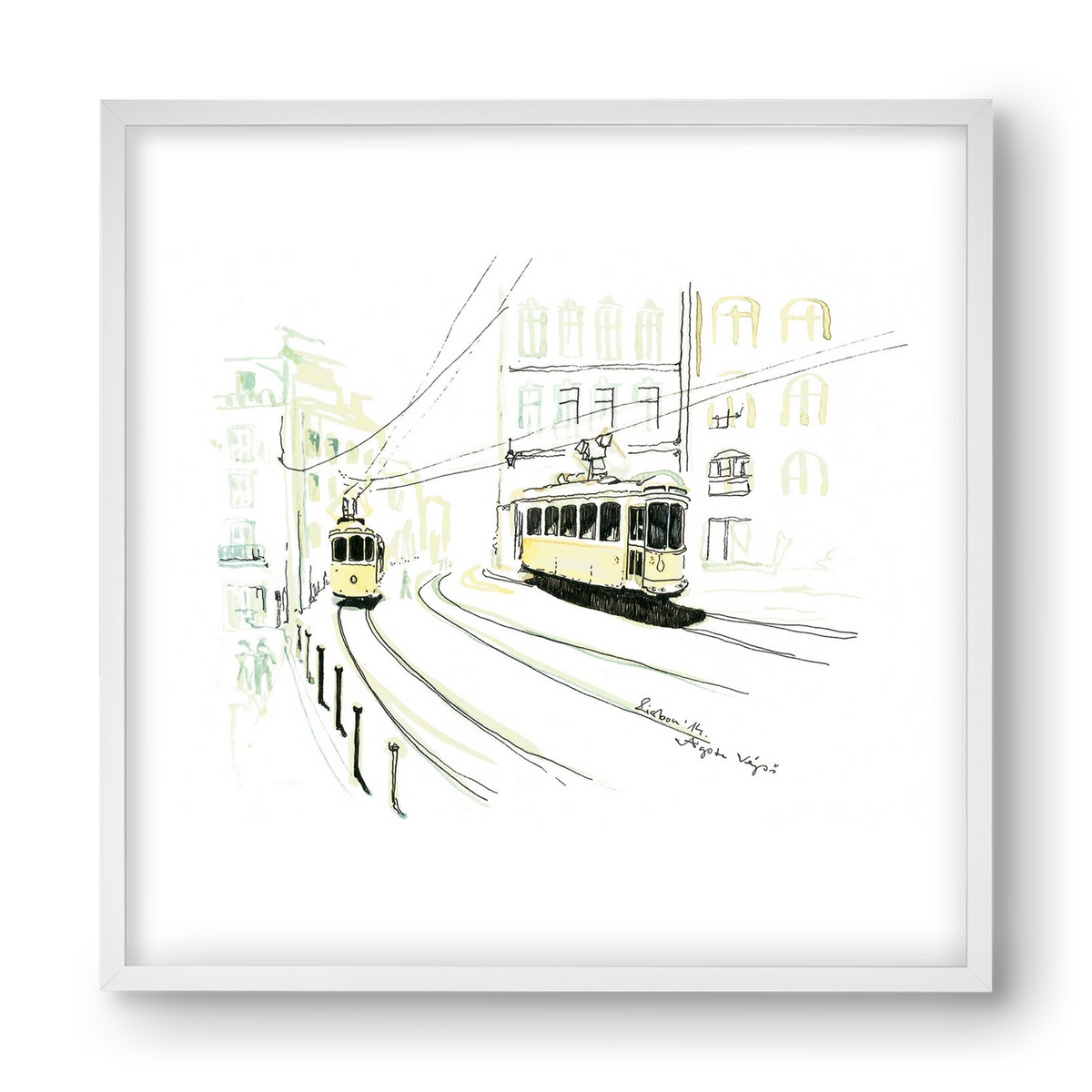 LISBON AQUARELLE NO.9, 40x40 cm (40x40 cm), Fehér keret