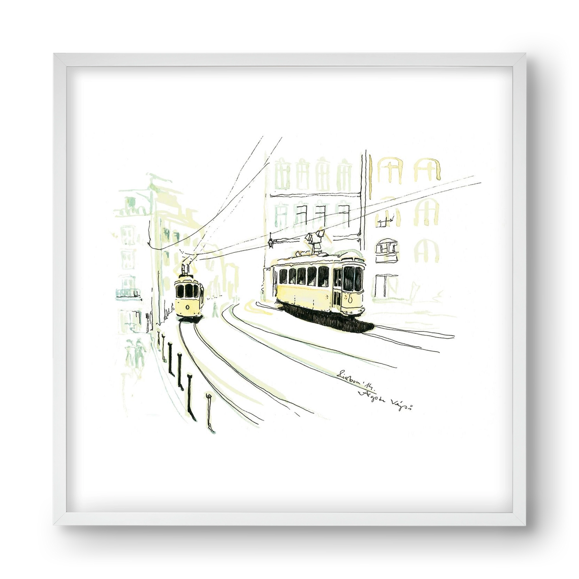 LISBON AQUARELLE NO.9, 40x40 cm (40x40 cm), Fehér keret