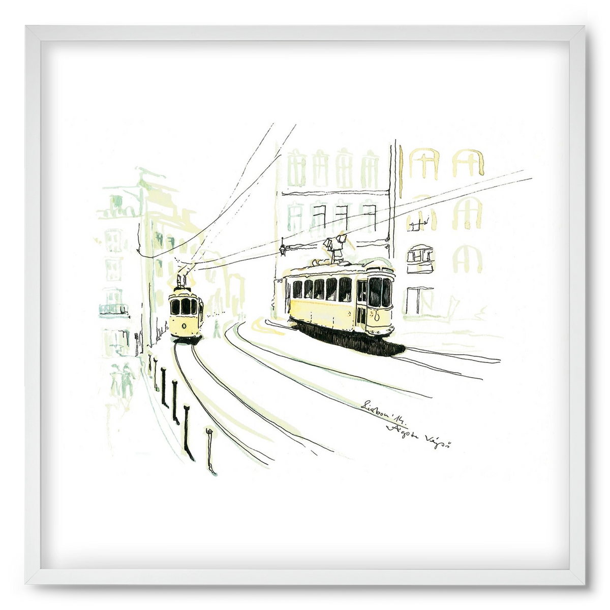 LISBON AQUARELLE NO.9, 50x50 cm (50x50 cm), Fehér keret