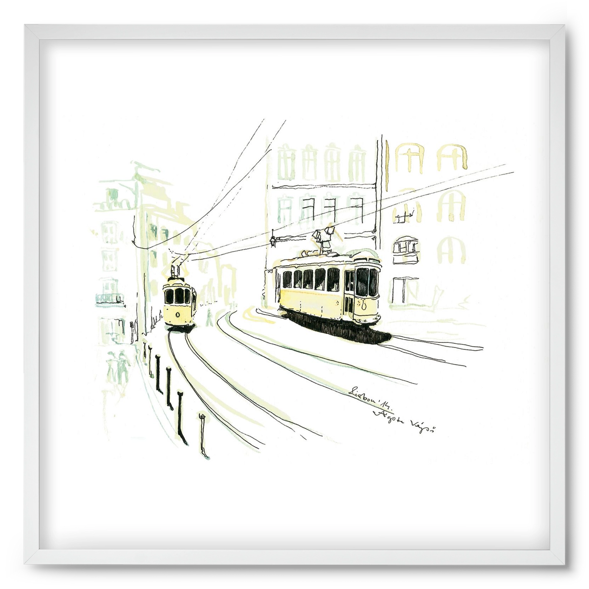 LISBON AQUARELLE NO.9, 50x50 cm (50x50 cm), Fehér keret