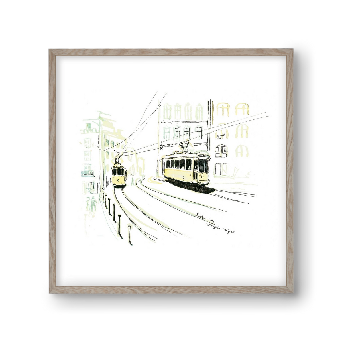 LISBON AQUARELLE NO.9, 30x30 cm (30x30 cm), Tölgy keret