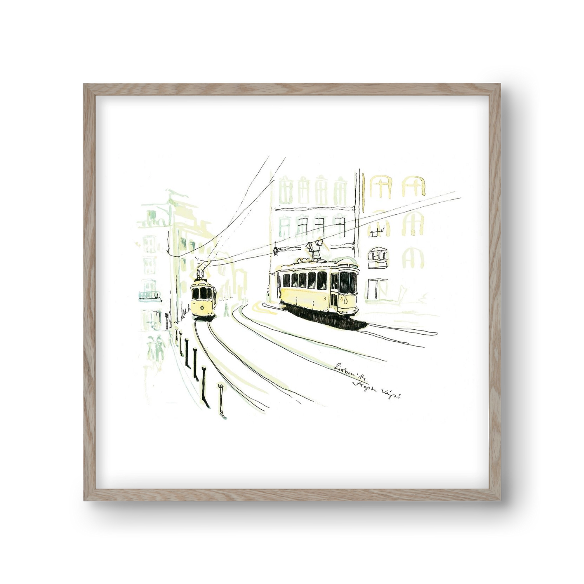 LISBON AQUARELLE NO.9, 30x30 cm (30x30 cm), Tölgy keret