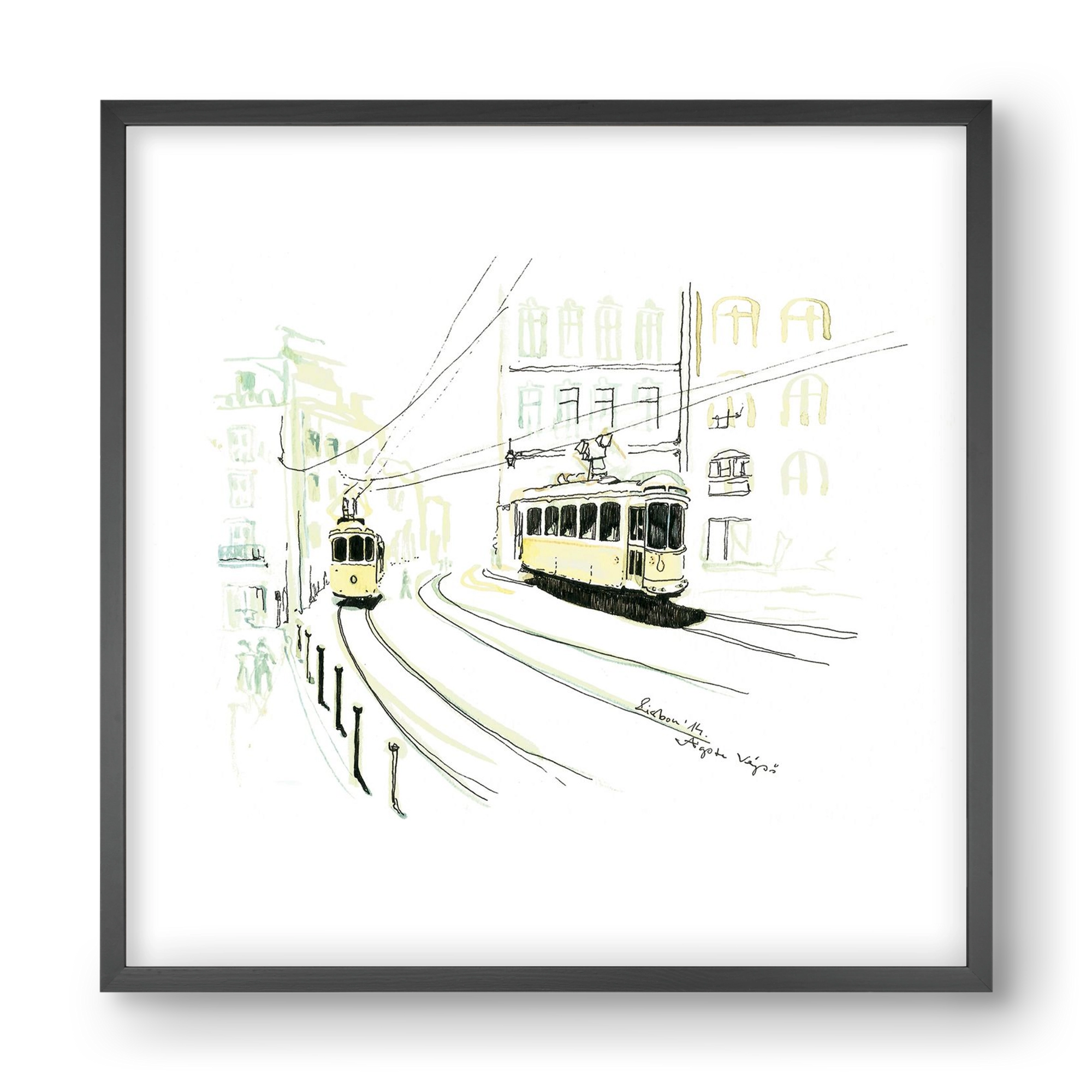 LISBON AQUARELLE NO.9, 40x40 cm (40x40 cm), Fekete keret