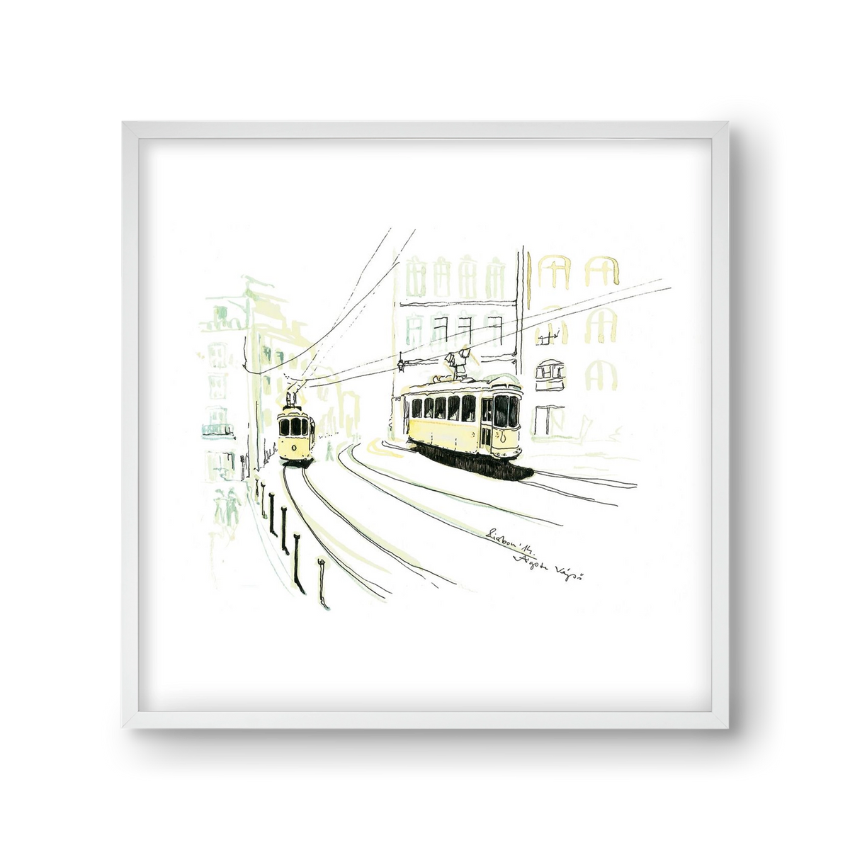 LISBON AQUARELLE NO.9, 30x30 cm (30x30 cm), Fehér keret