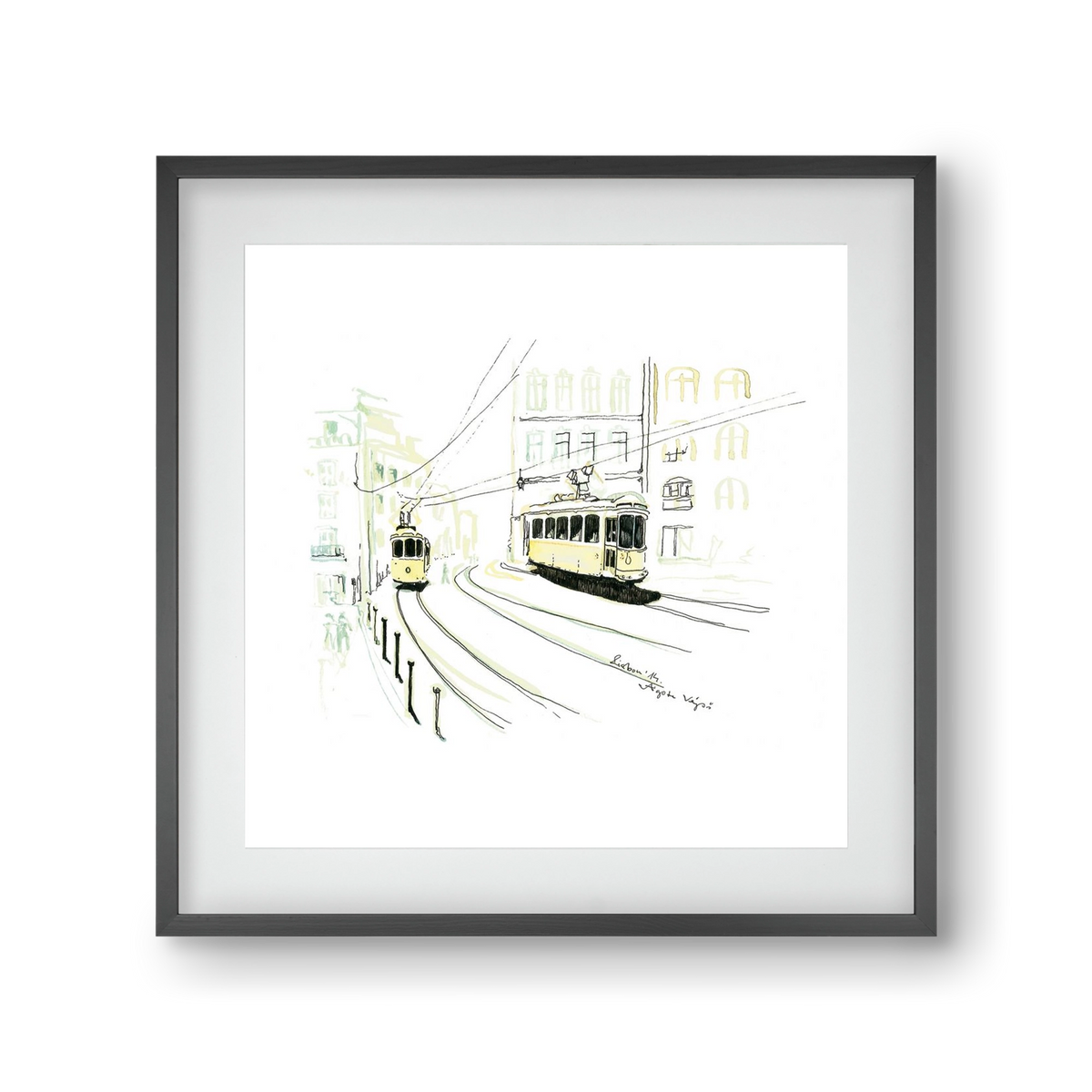 LISBON AQUARELLE NO.9, 30x30 cm (20x20 cm), Fekete keret, paszpartuval