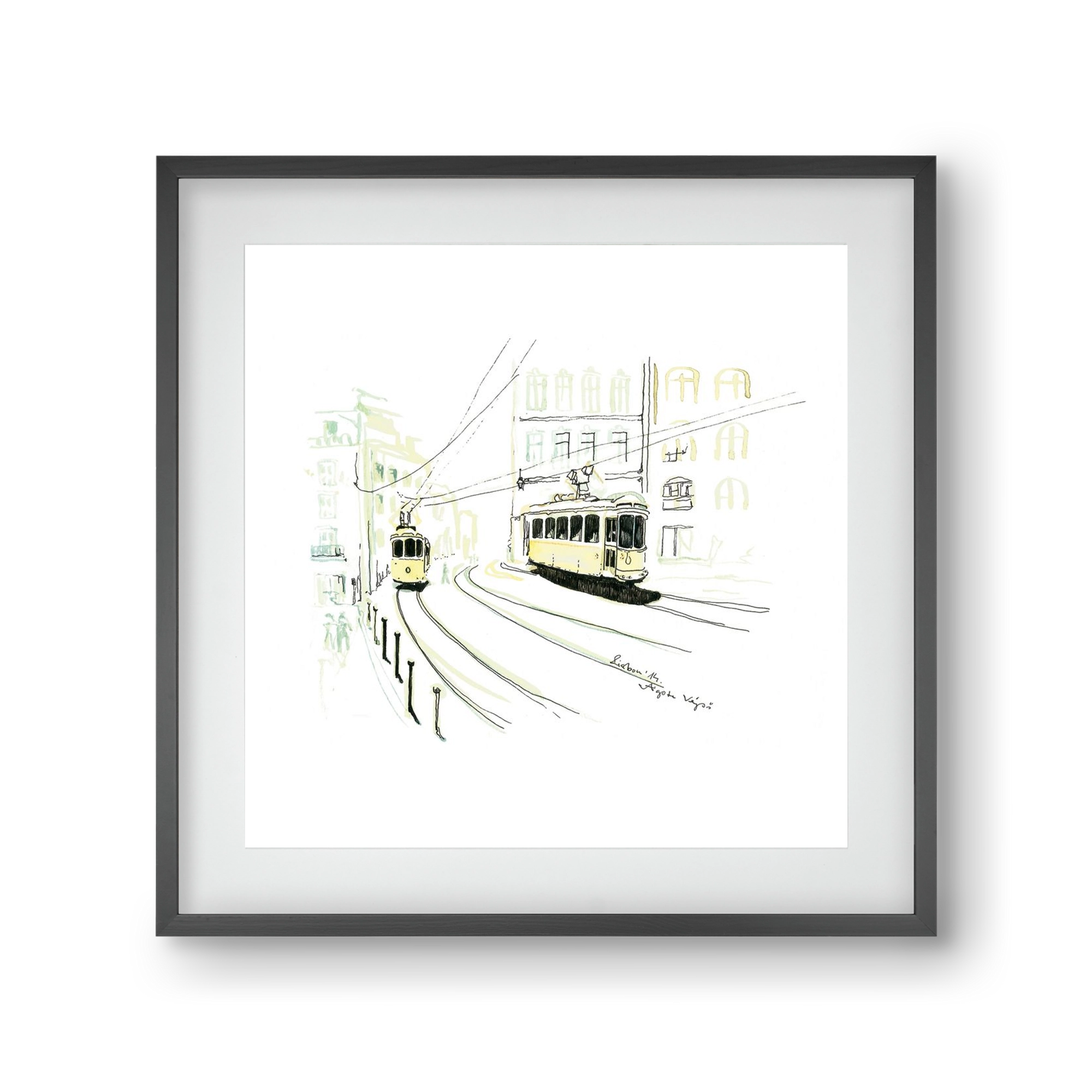 LISBON AQUARELLE NO.9, 30x30 cm (20x20 cm), Fekete keret, paszpartuval