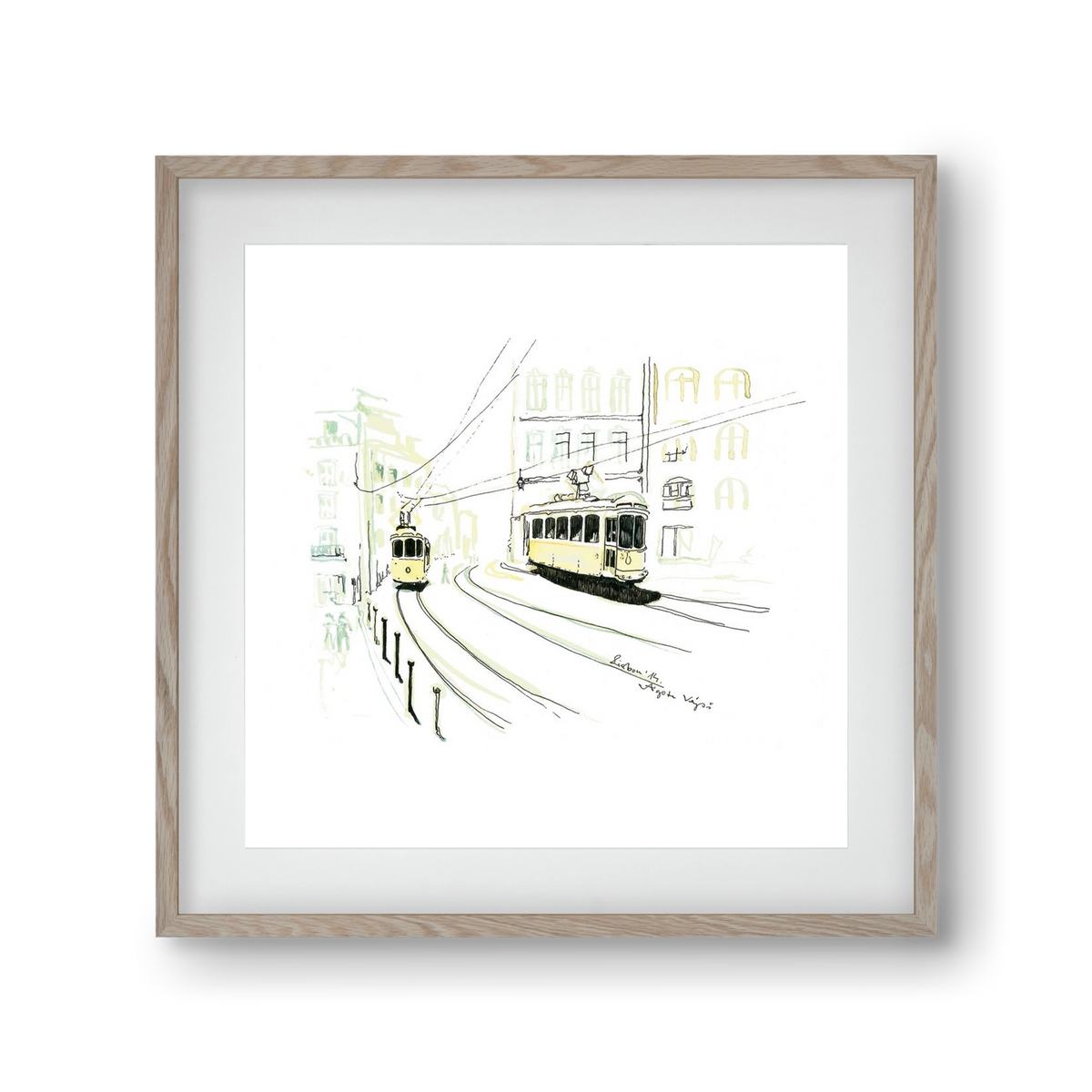 LISBON AQUARELLE NO.9, 30x30 cm (20x20 cm), Tölgy keret, paszpartuval