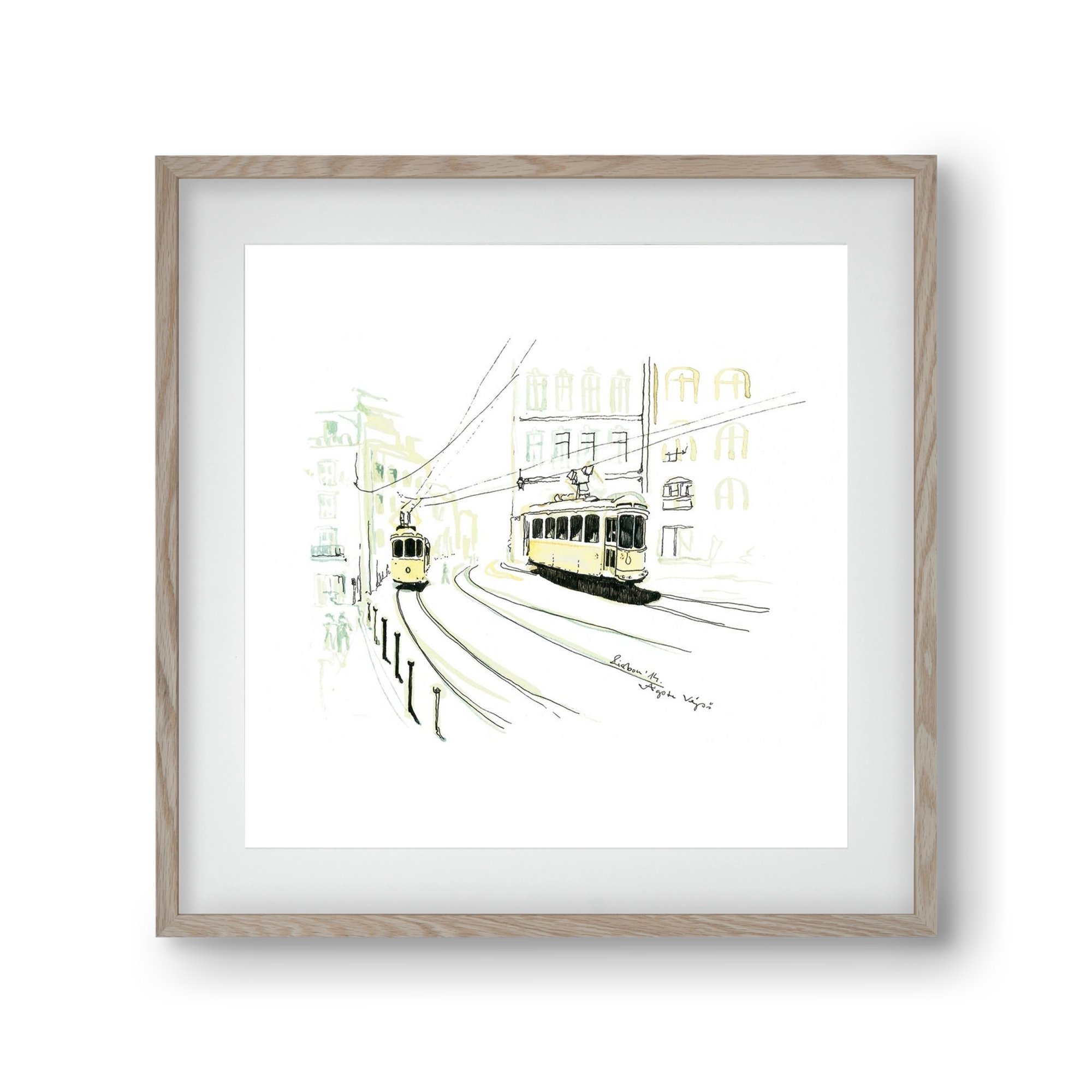 LISBON AQUARELLE NO.9, 30x30 cm (20x20 cm), Tölgy keret, paszpartuval