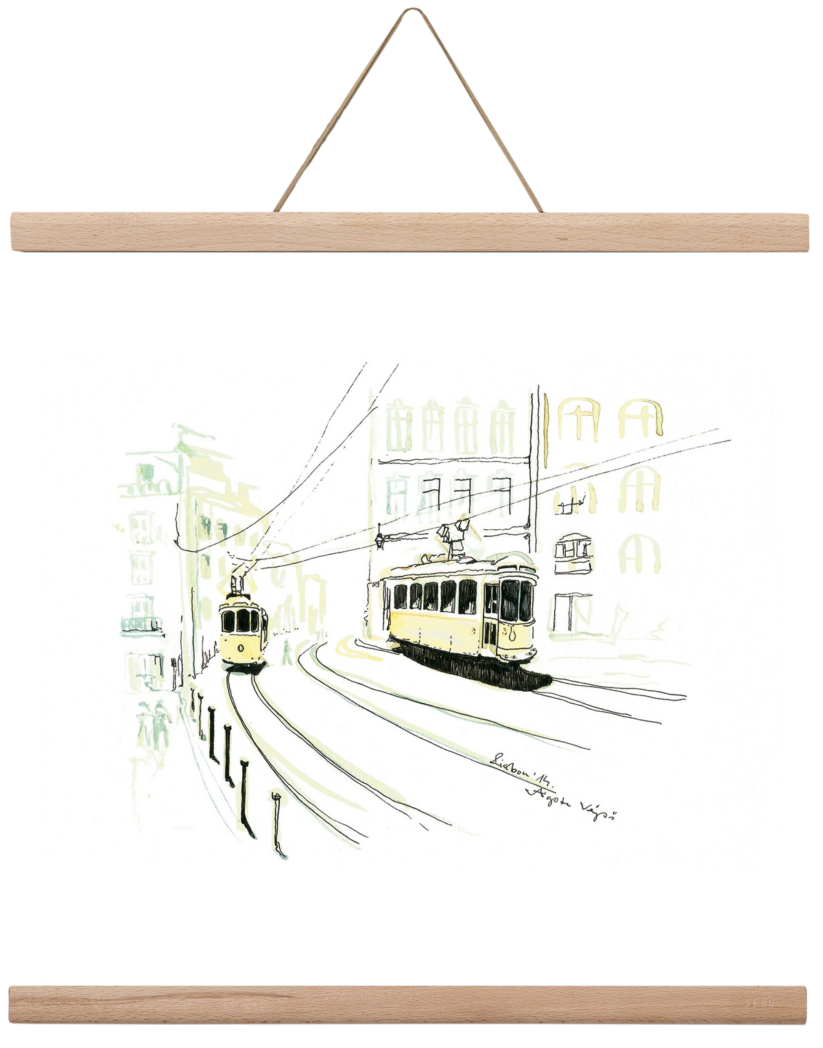 LISBON AQUARELLE NO.9, 40x40 cm (40x40 cm), Tölgy akasztó