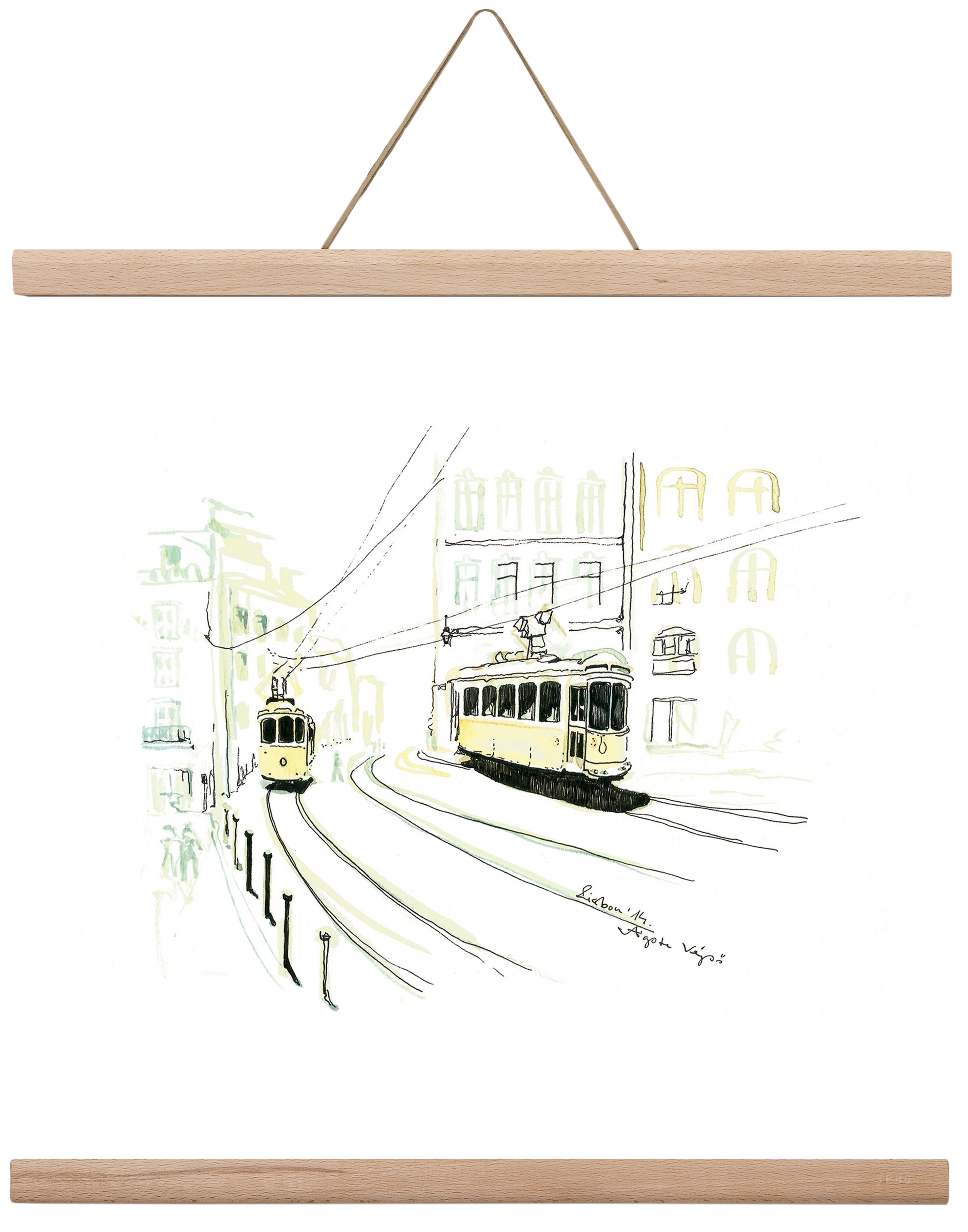 LISBON AQUARELLE NO.9, 40x40 cm (40x40 cm), Tölgy akasztó