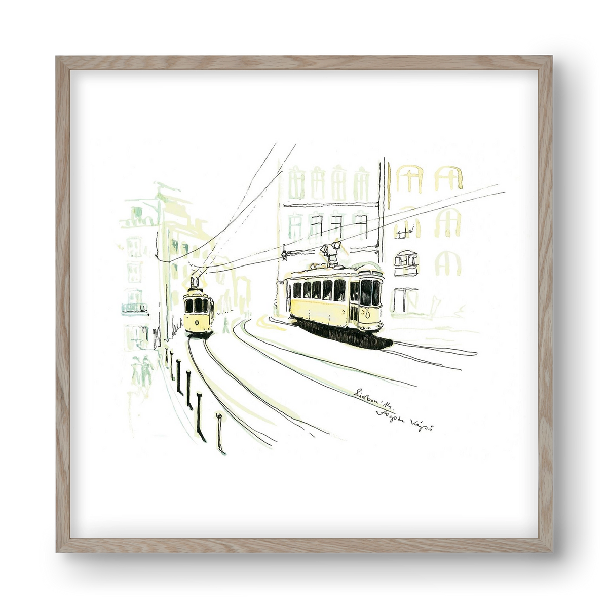 LISBON AQUARELLE NO.9, 40x40 cm (40x40 cm), Tölgy keret