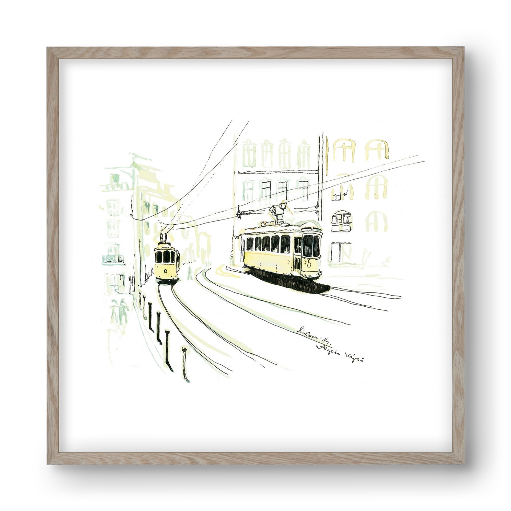 LISBON AQUARELLE NO.9, 40x40 cm (40x40 cm), Tölgy keret