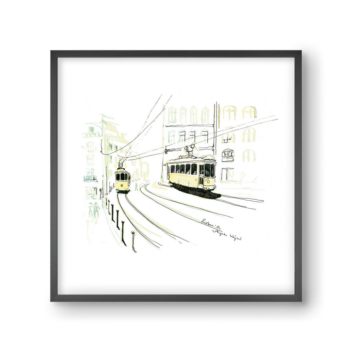 LISBON AQUARELLE NO.9, 30x30 cm (30x30 cm), Fekete keret