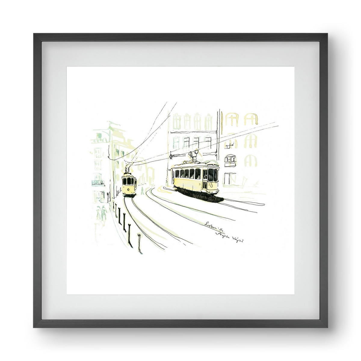 LISBON AQUARELLE NO.9, 40x40 cm (30x30 cm), Fekete keret, paszpartuval