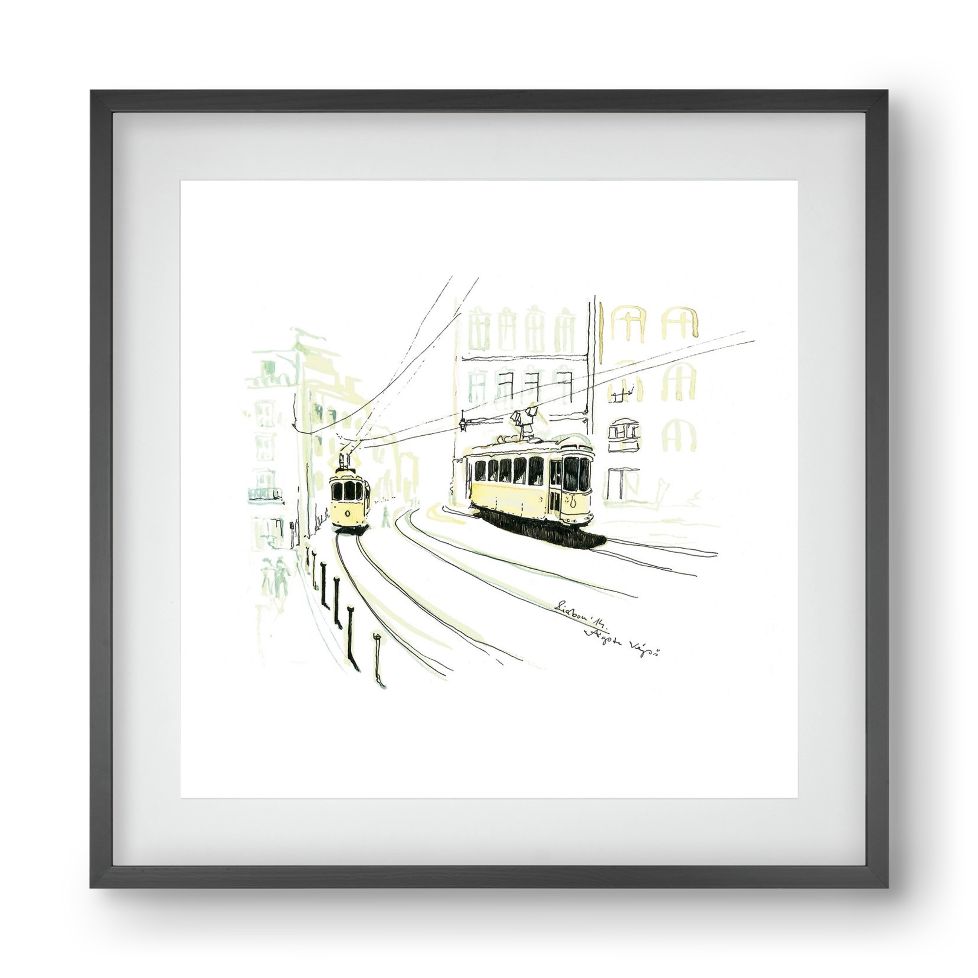 LISBON AQUARELLE NO.9, 40x40 cm (30x30 cm), Fekete keret, paszpartuval