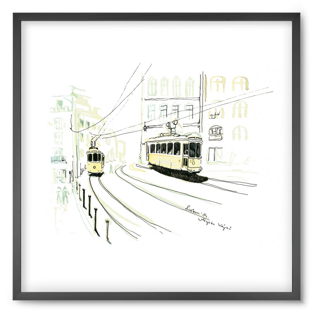 LISBON AQUARELLE NO.9, 50x50 cm (50x50 cm), Fekete keret