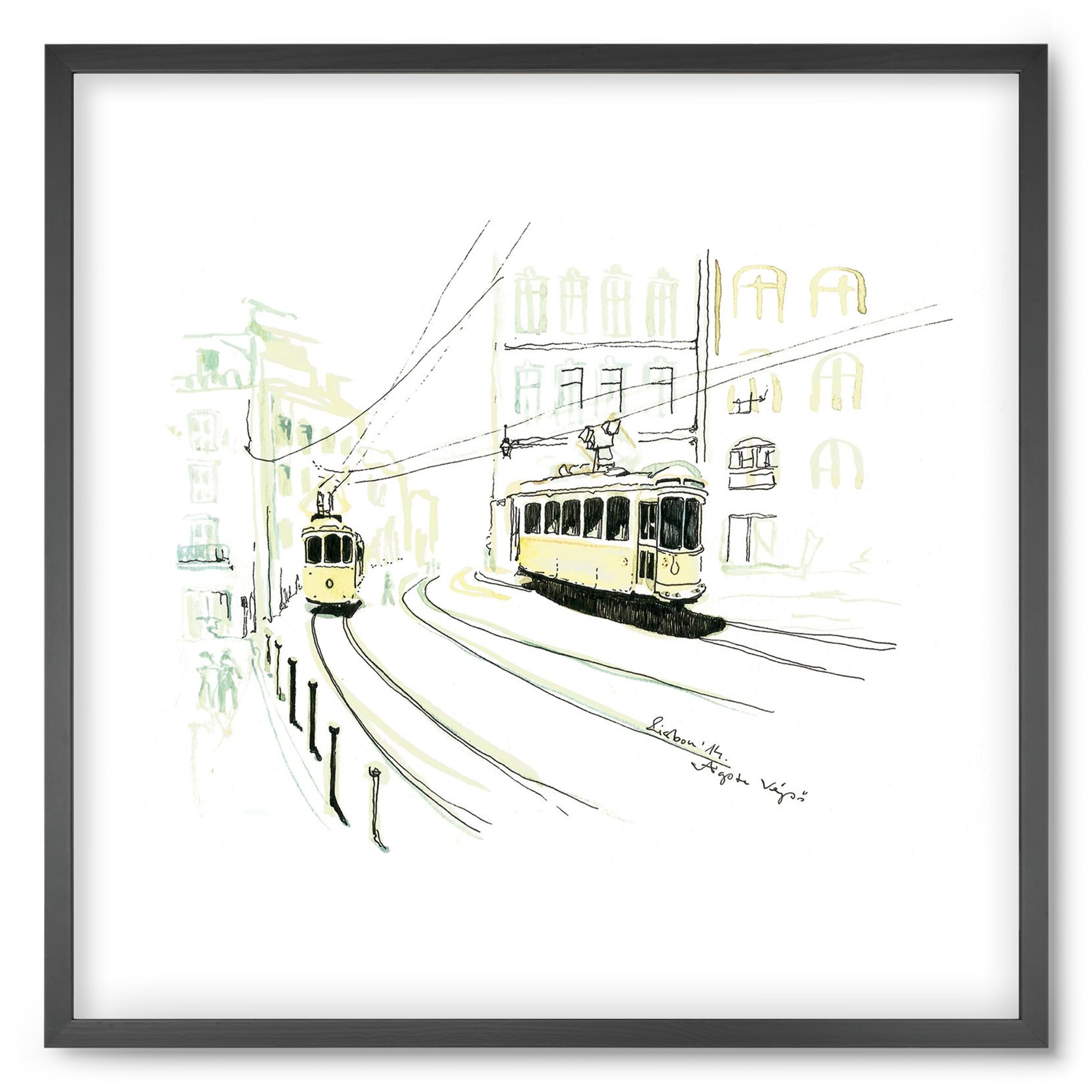 LISBON AQUARELLE NO.9, 50x50 cm (50x50 cm), Fekete keret