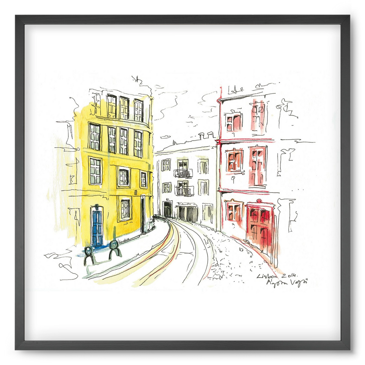 LISBON AQUARELLE NO.10, 50x50 cm (50x50 cm), Fekete keret