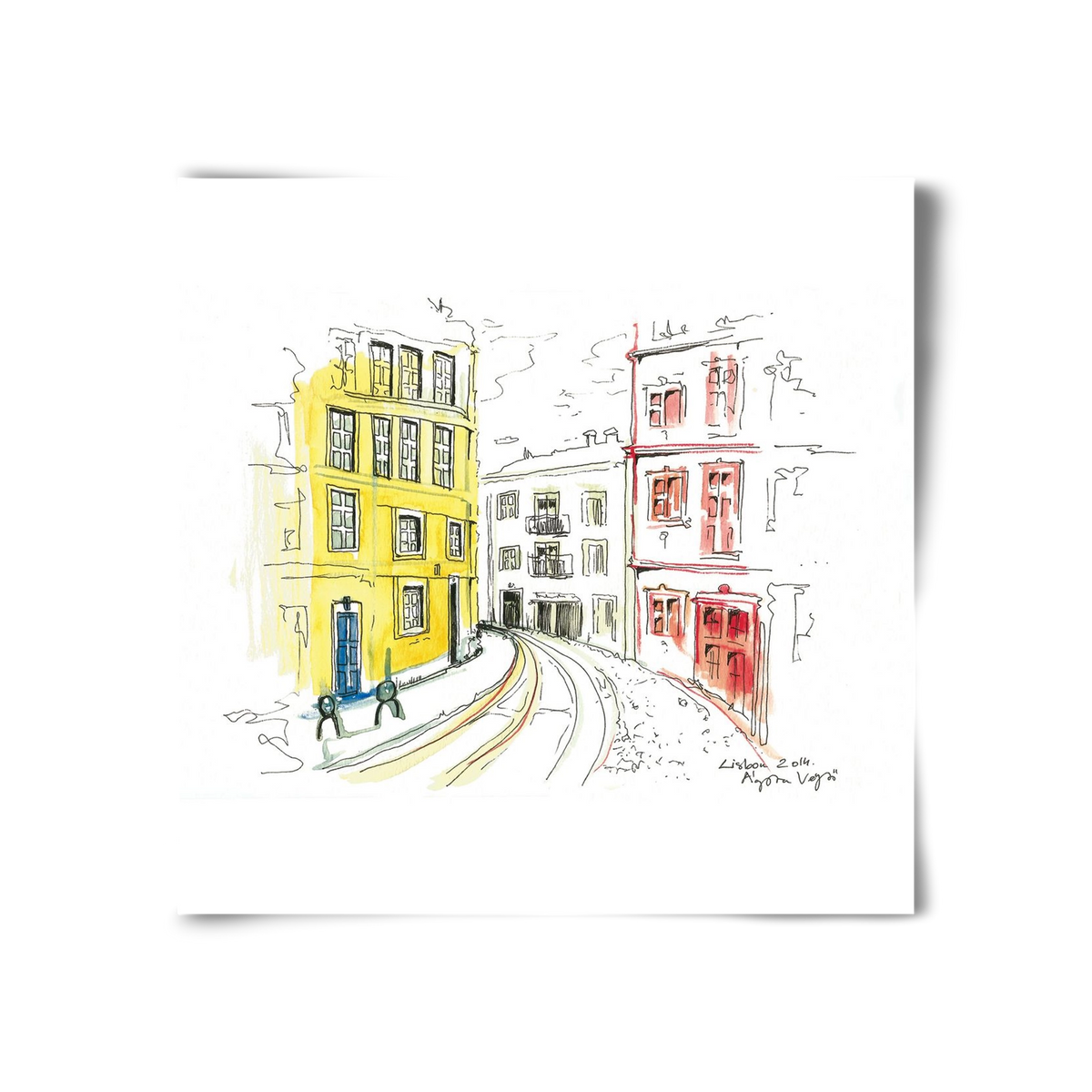 LISBON AQUARELLE NO.10, 30x30 cm, Keret nélkül