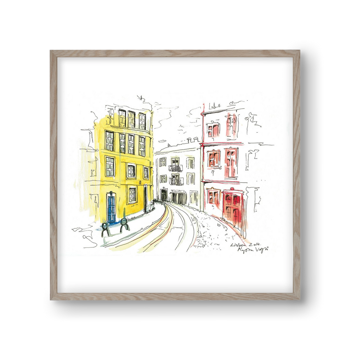 LISBON AQUARELLE NO.10, 30x30 cm (30x30 cm), Tölgy keret