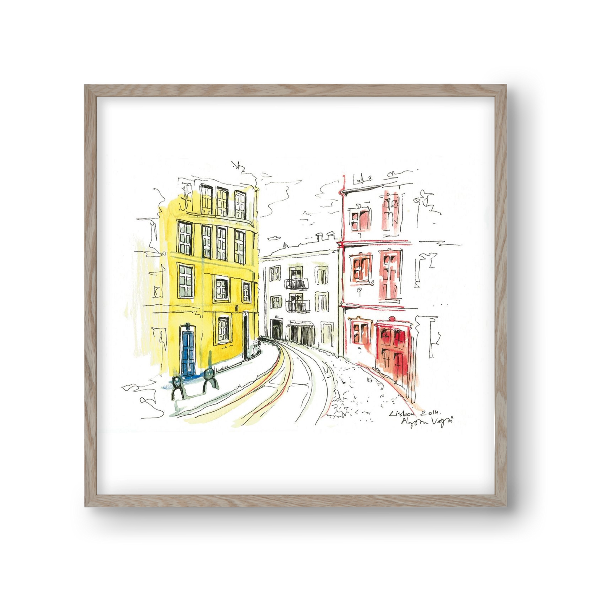 LISBON AQUARELLE NO.10, 30x30 cm (30x30 cm), Tölgy keret