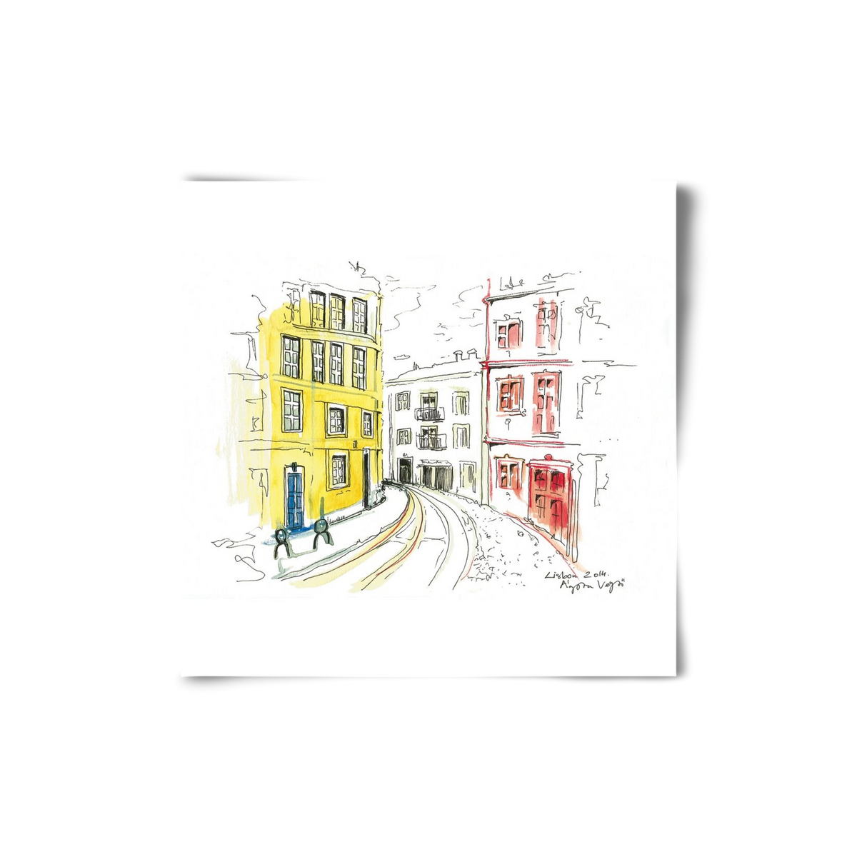 LISBON AQUARELLE NO.10, 20x20 cm, Keret nélkül