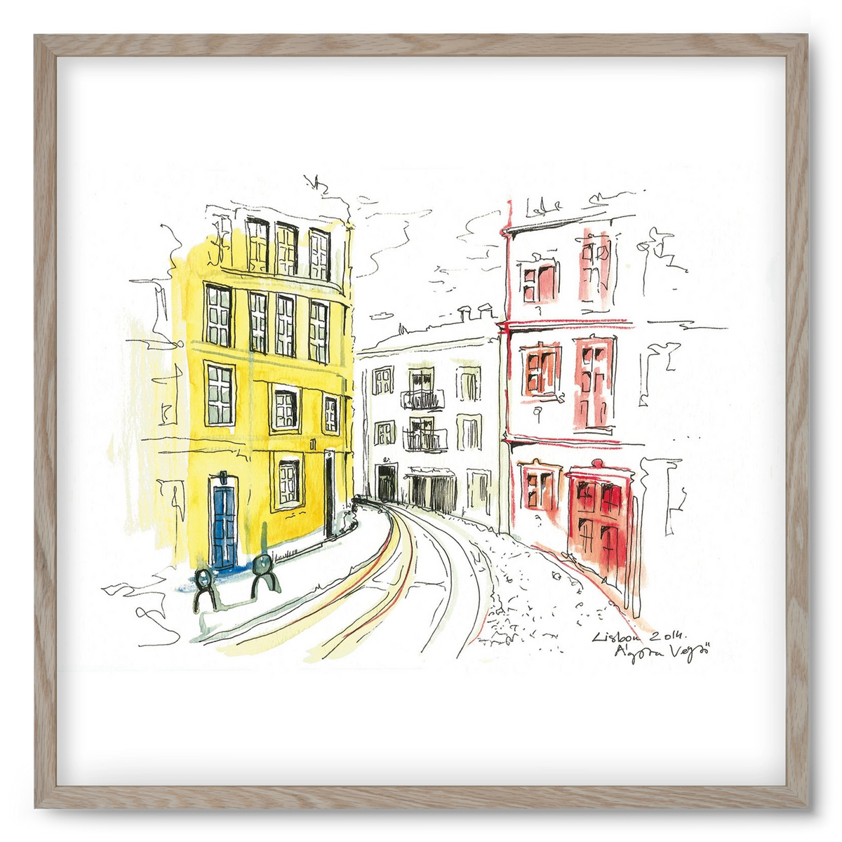 LISBON AQUARELLE NO.10, 50x50 cm (50x50 cm), Tölgy keret