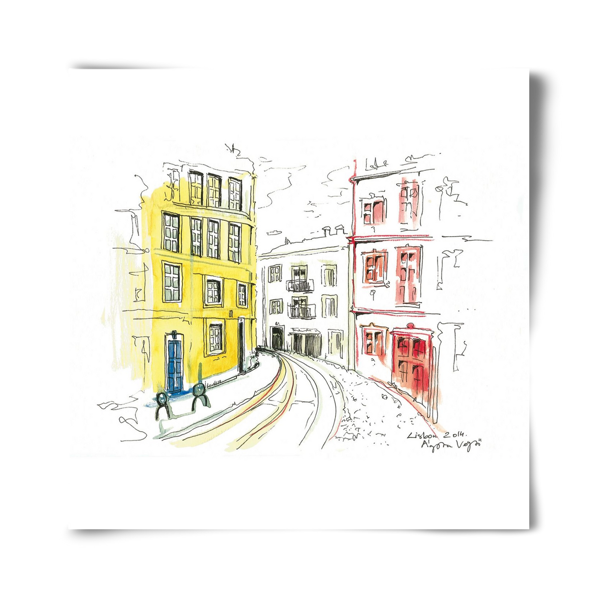 LISBON AQUARELLE NO.10, 40x40 cm, Keret nélkül