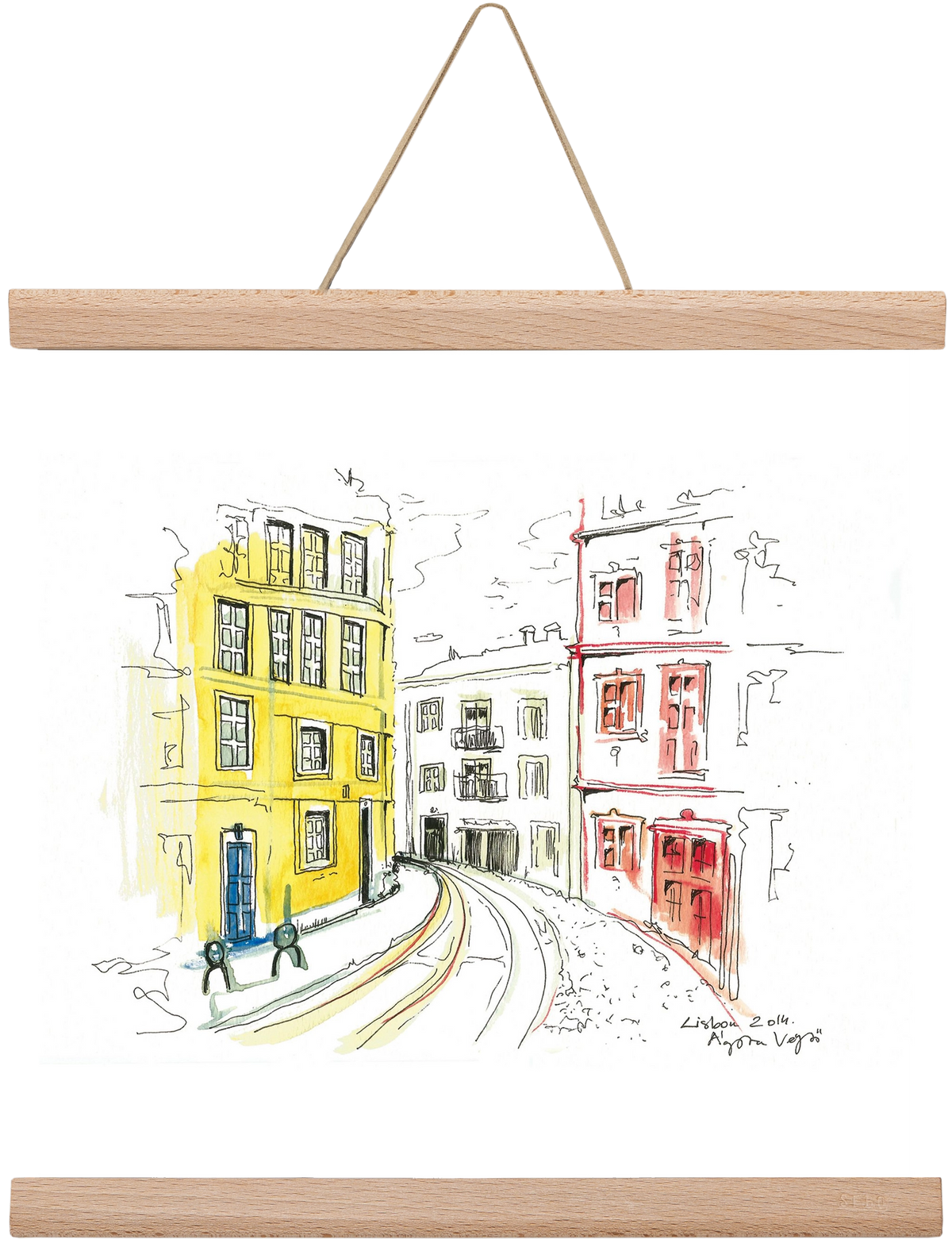 LISBON AQUARELLE NO.10, 30x30 cm (30x30 cm), Tölgy akasztó