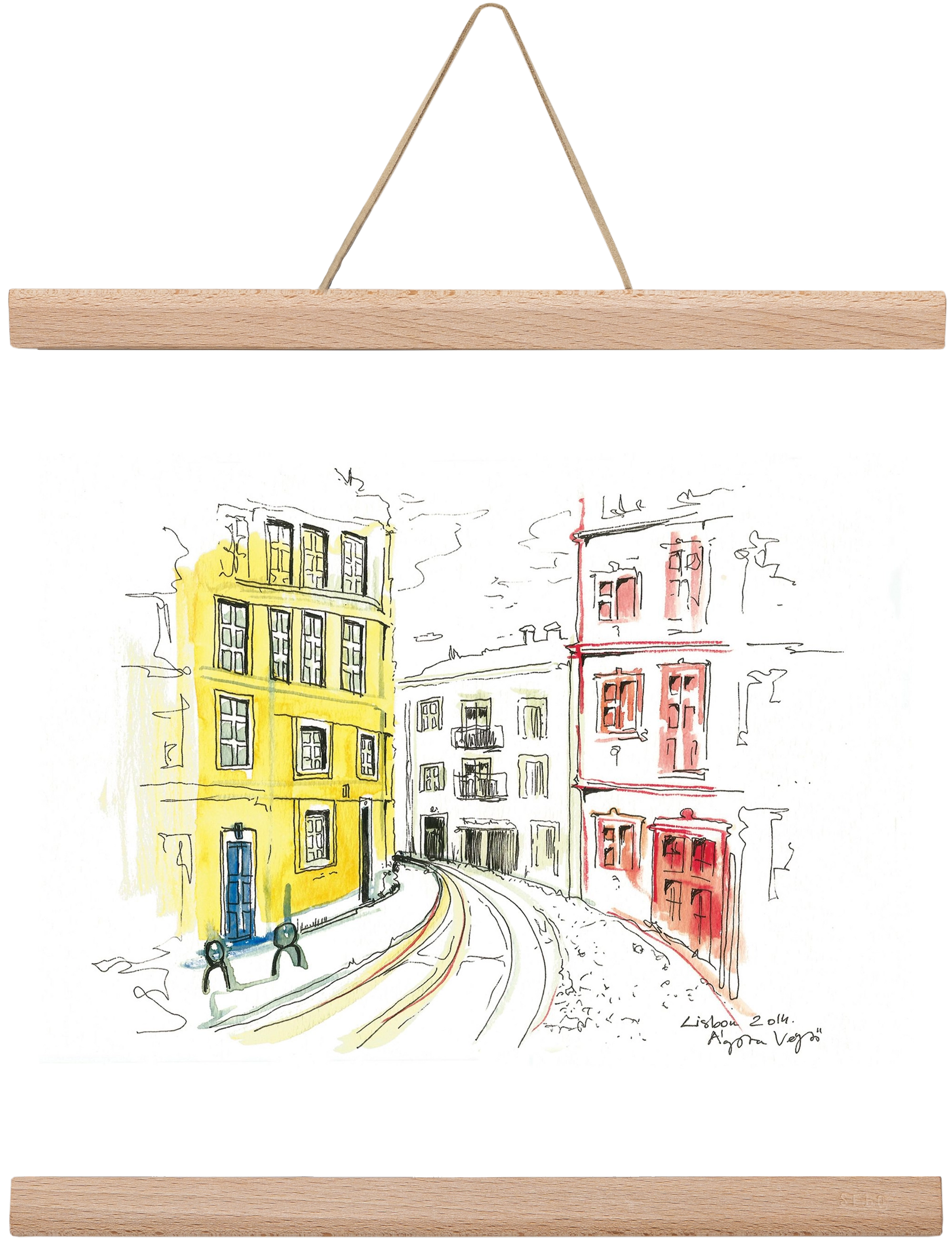 LISBON AQUARELLE NO.10, 30x30 cm (30x30 cm), Tölgy akasztó