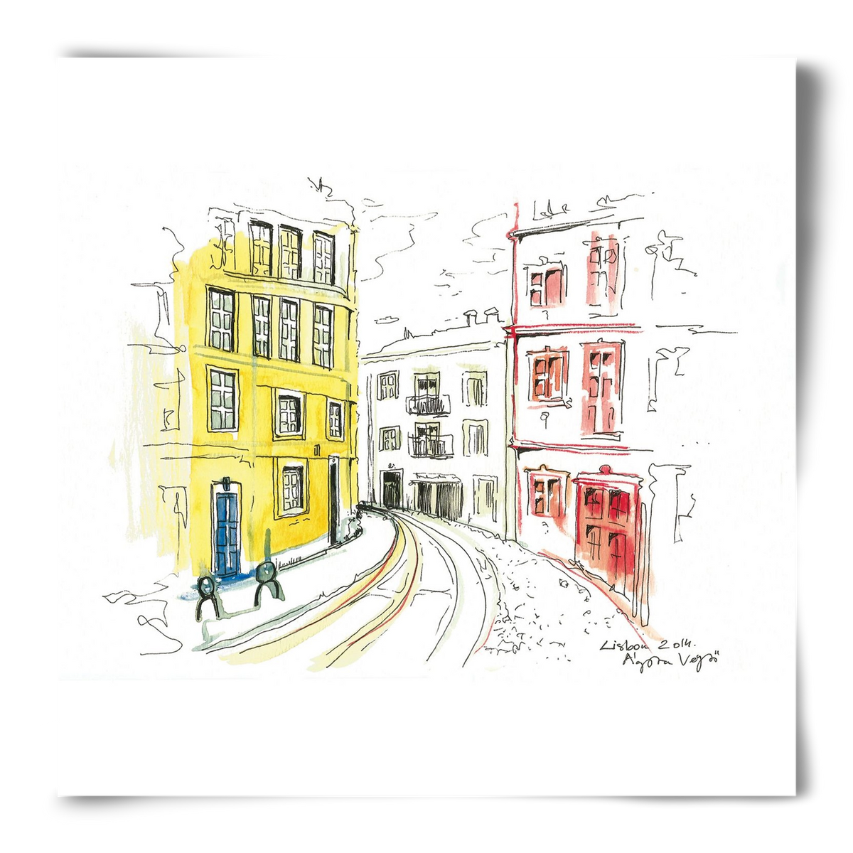 LISBON AQUARELLE NO.10, 50x50 cm, Keret nélkül
