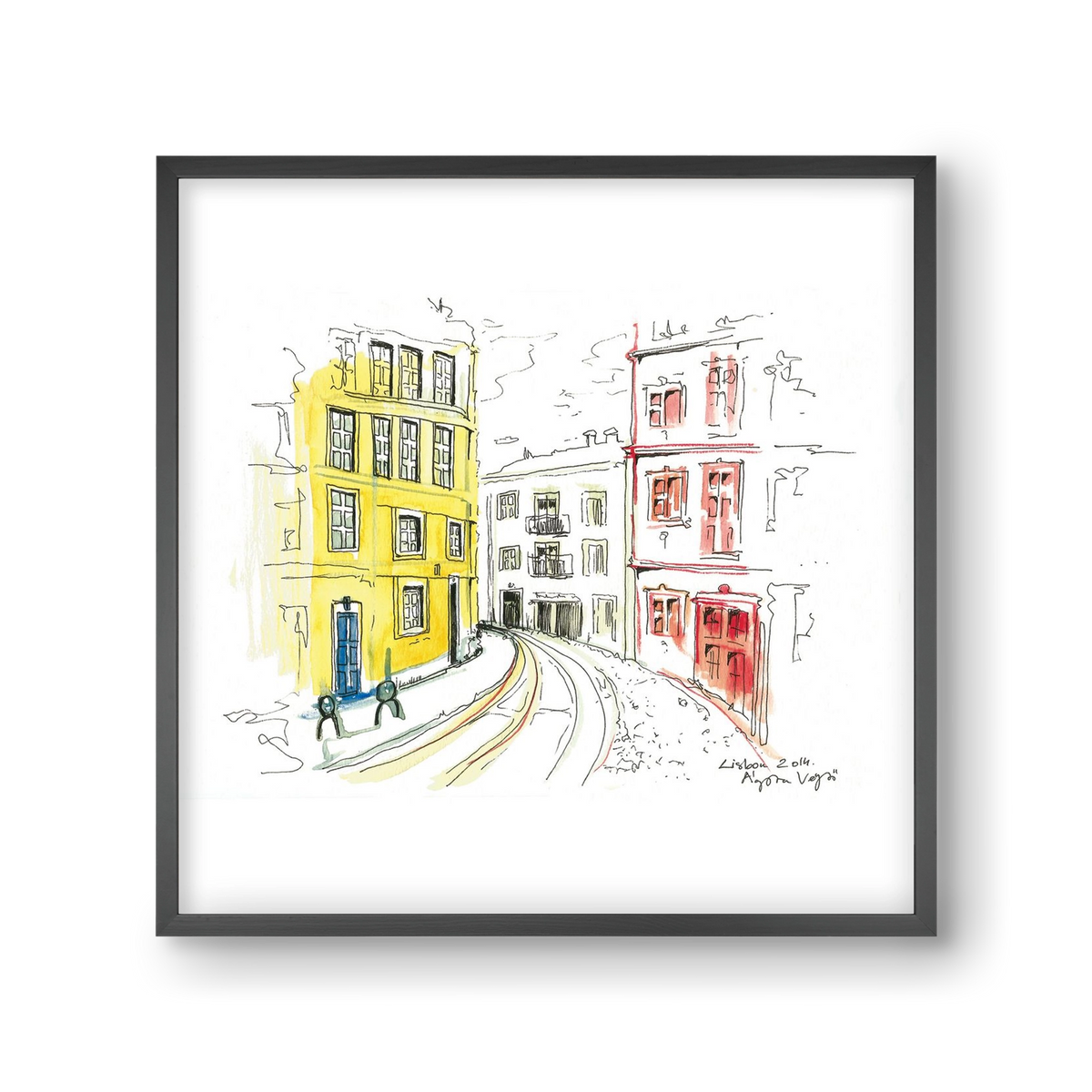 LISBON AQUARELLE NO.10, 30x30 cm (30x30 cm), Fekete keret