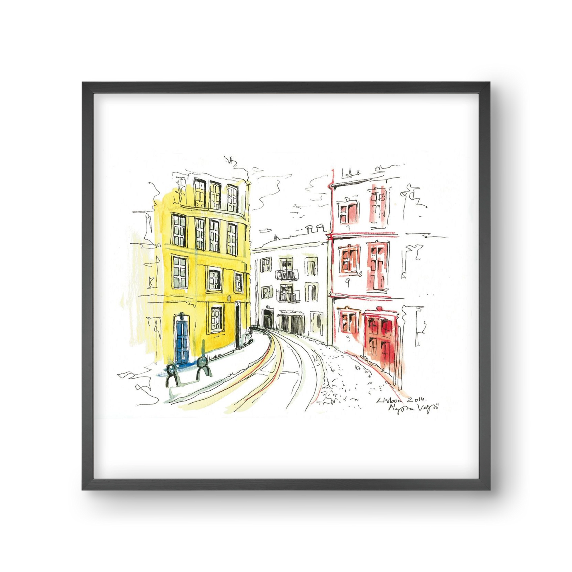 LISBON AQUARELLE NO.10, 30x30 cm (30x30 cm), Fekete keret