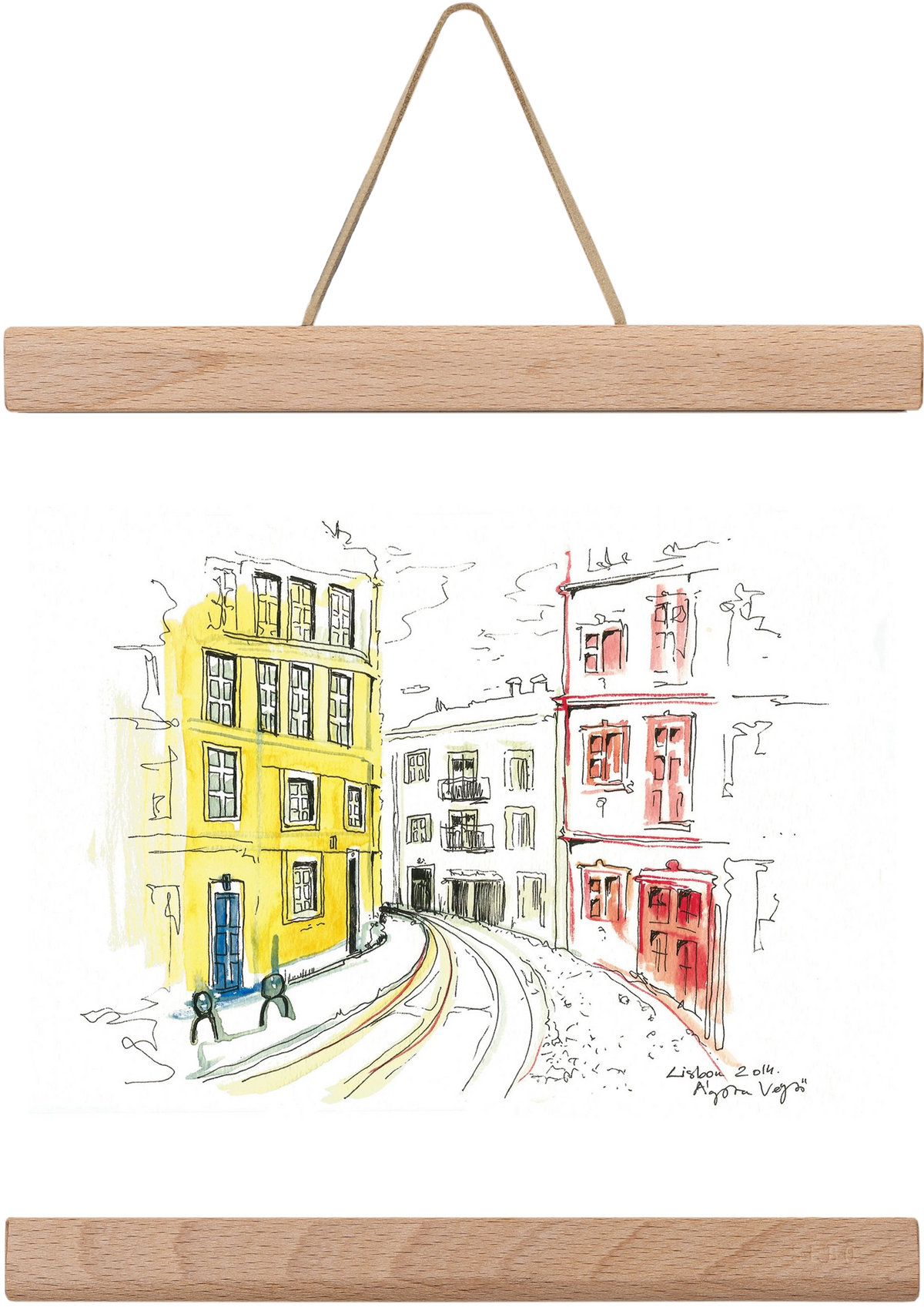 LISBON AQUARELLE NO.10, 20x20 cm (20x20 cm), Tölgy akasztó