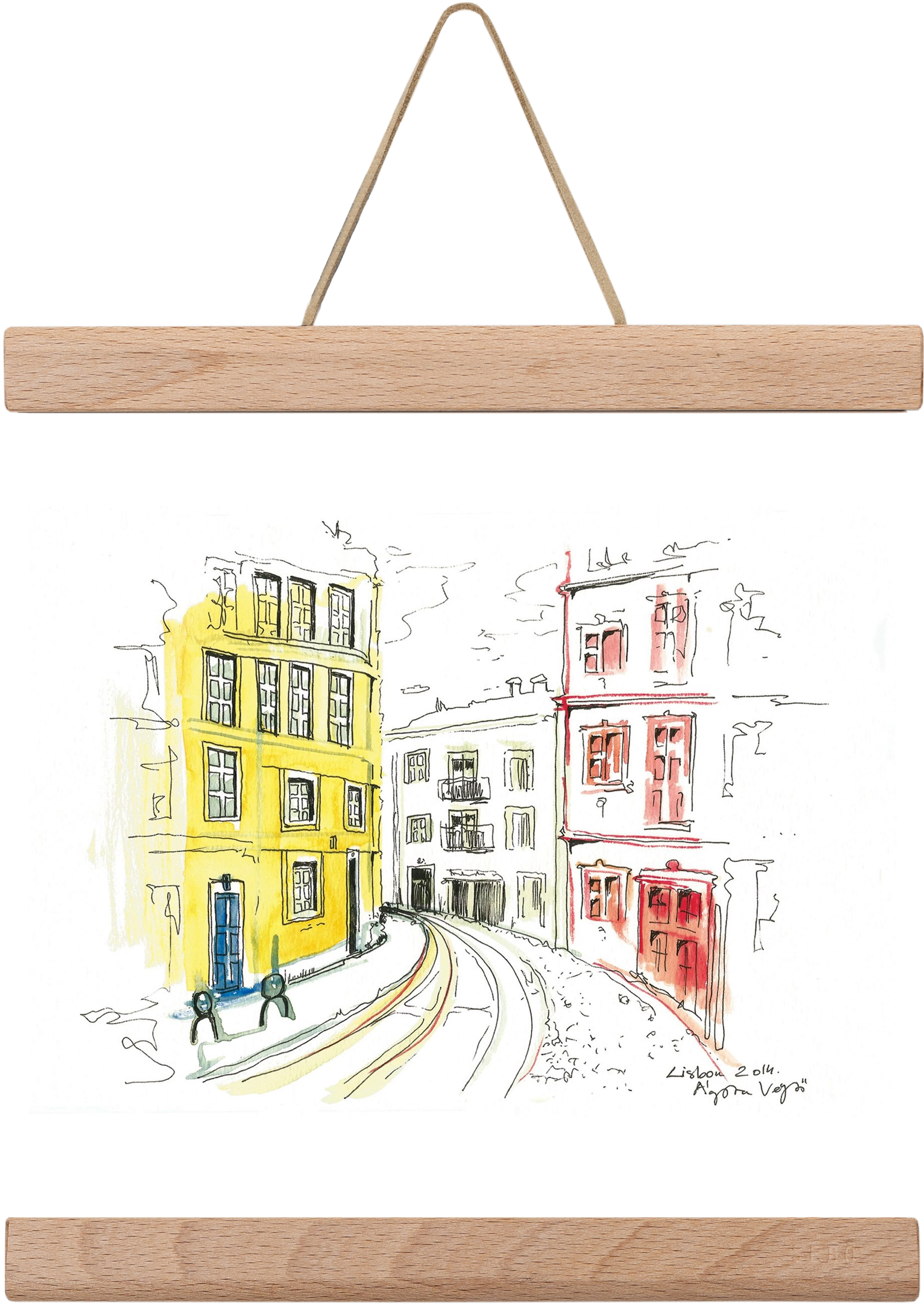 LISBON AQUARELLE NO.10, 20x20 cm (20x20 cm), Tölgy akasztó