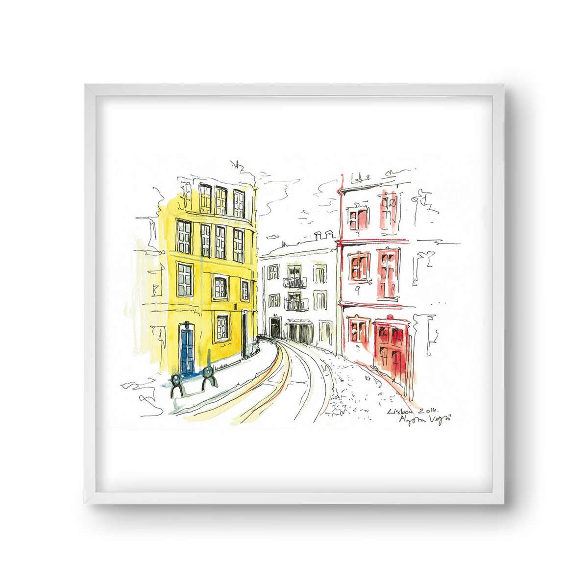 LISBON AQUARELLE NO.10, 30x30 cm (30x30 cm), Fehér keret