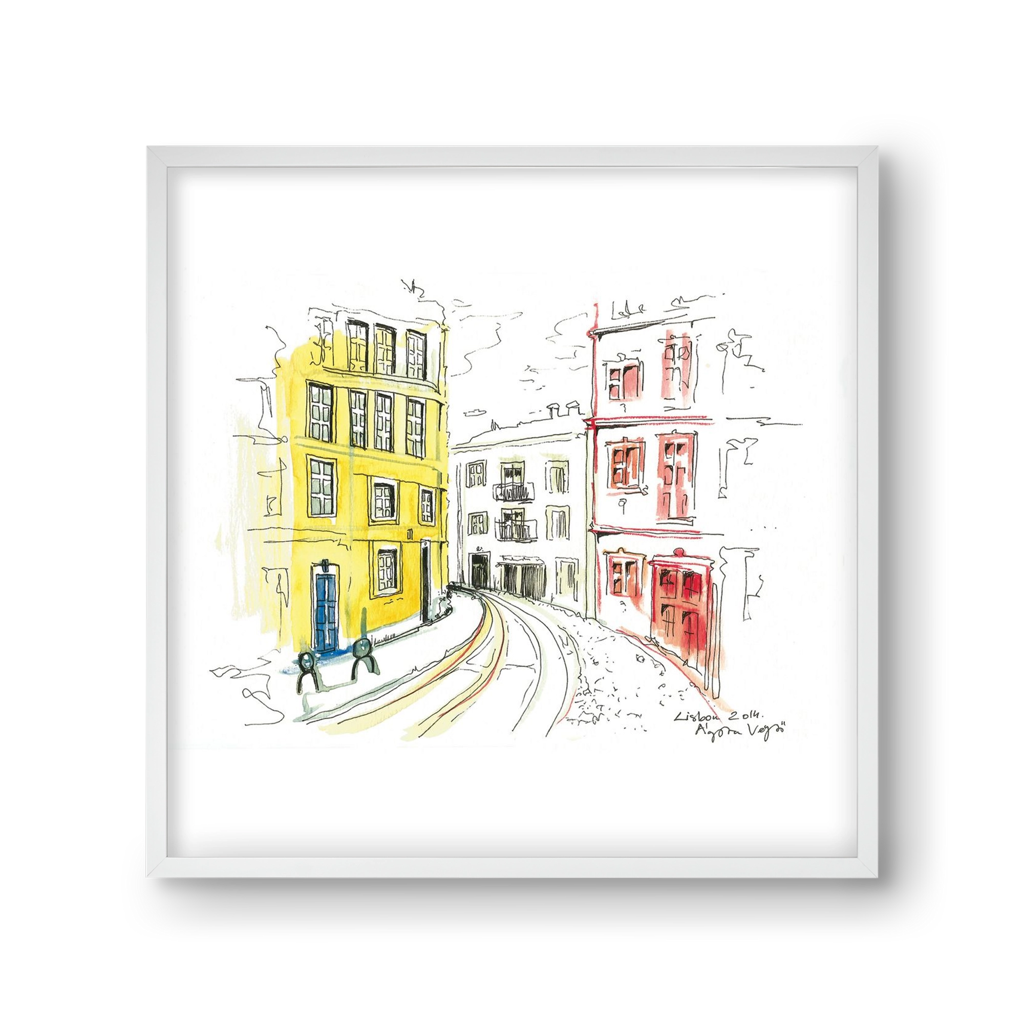 LISBON AQUARELLE NO.10, 30x30 cm (30x30 cm), Fehér keret