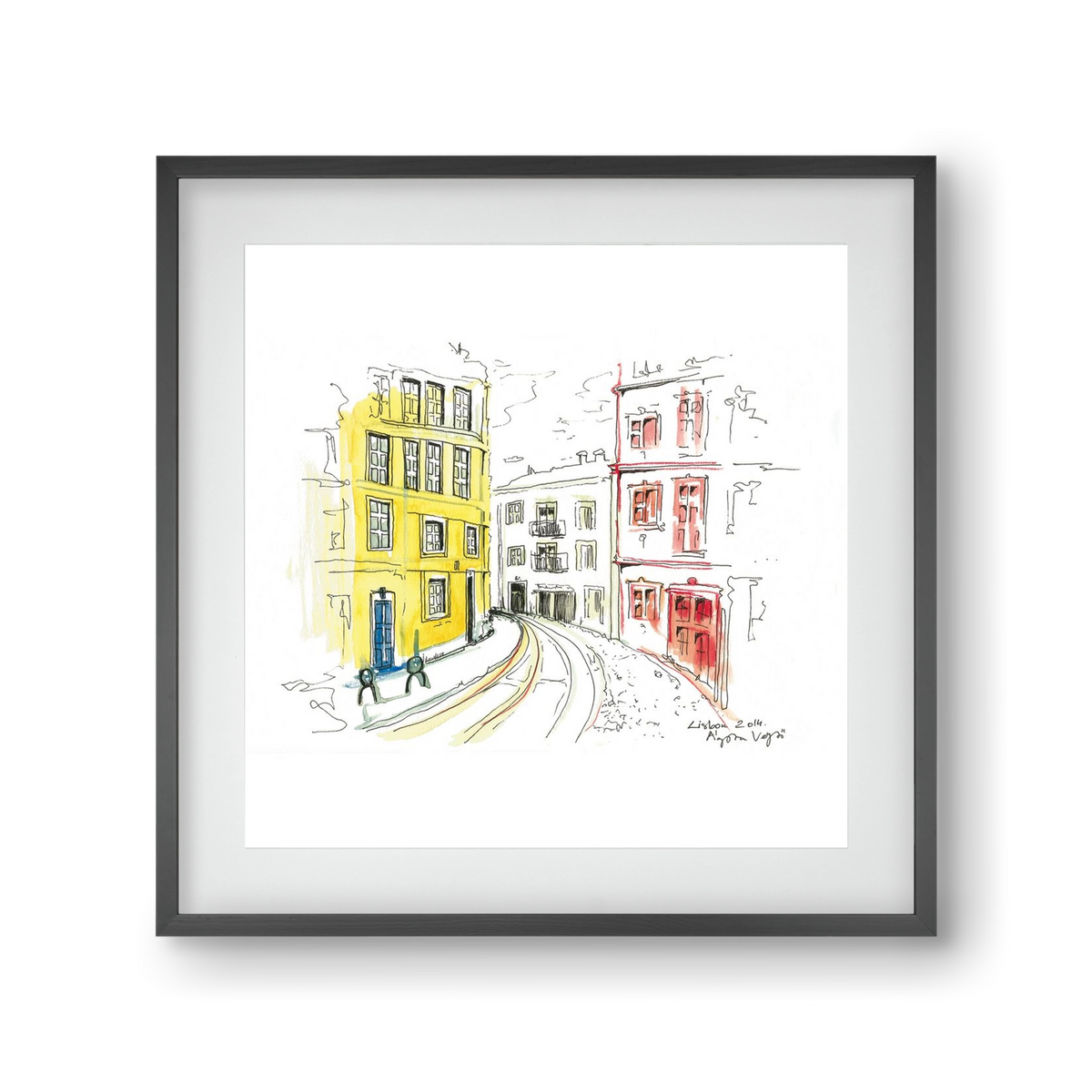 LISBON AQUARELLE NO.10, 30x30 cm (20x20 cm), Fekete keret, paszpartuval