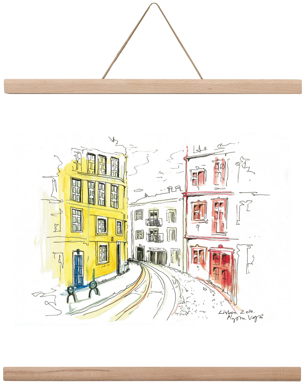 LISBON AQUARELLE NO.10, 40x40 cm (40x40 cm), Tölgy akasztó