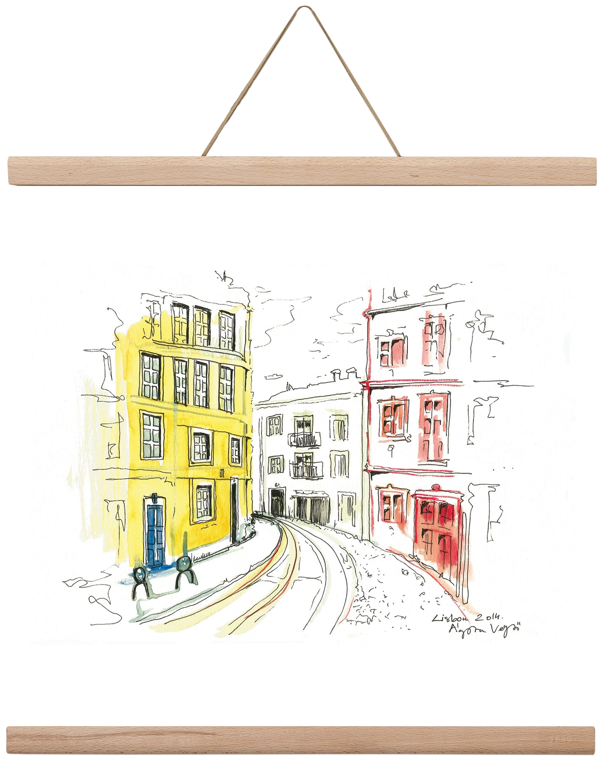 LISBON AQUARELLE NO.10, 40x40 cm (40x40 cm), Tölgy akasztó