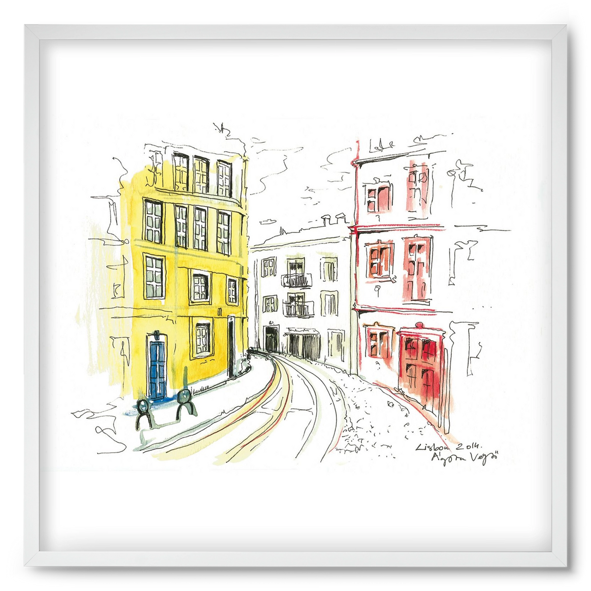 LISBON AQUARELLE NO.10, 50x50 cm (50x50 cm), Fehér keret