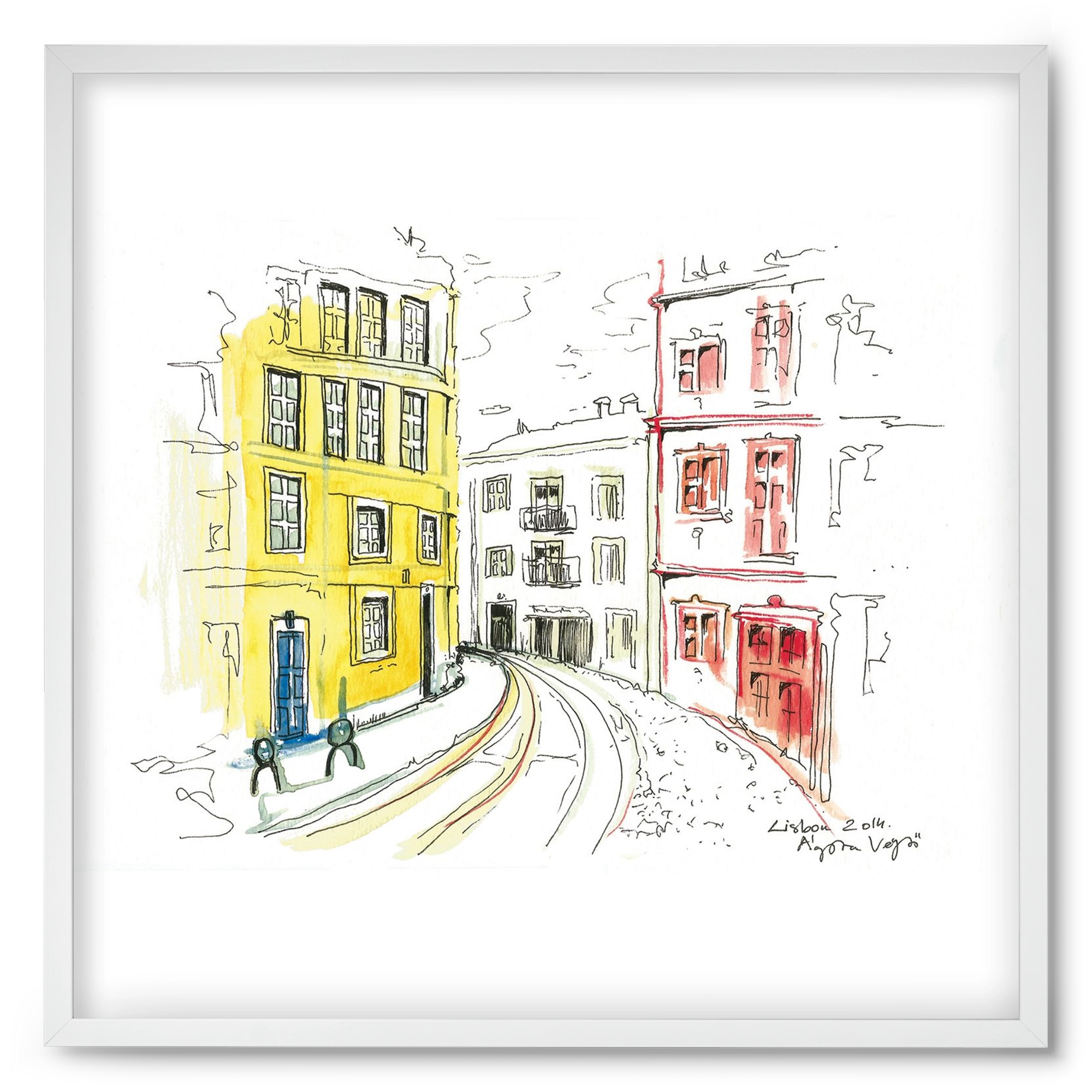 LISBON AQUARELLE NO.10, 50x50 cm (50x50 cm), Fehér keret