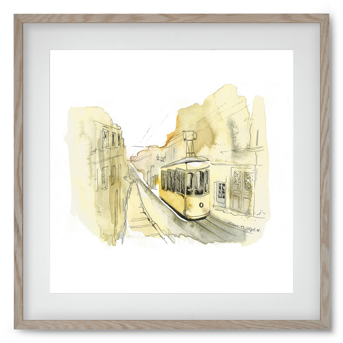 LISBON AQUARELLE NO.11, 50x50 cm (40x40 cm), Tölgy keret, paszpartuval